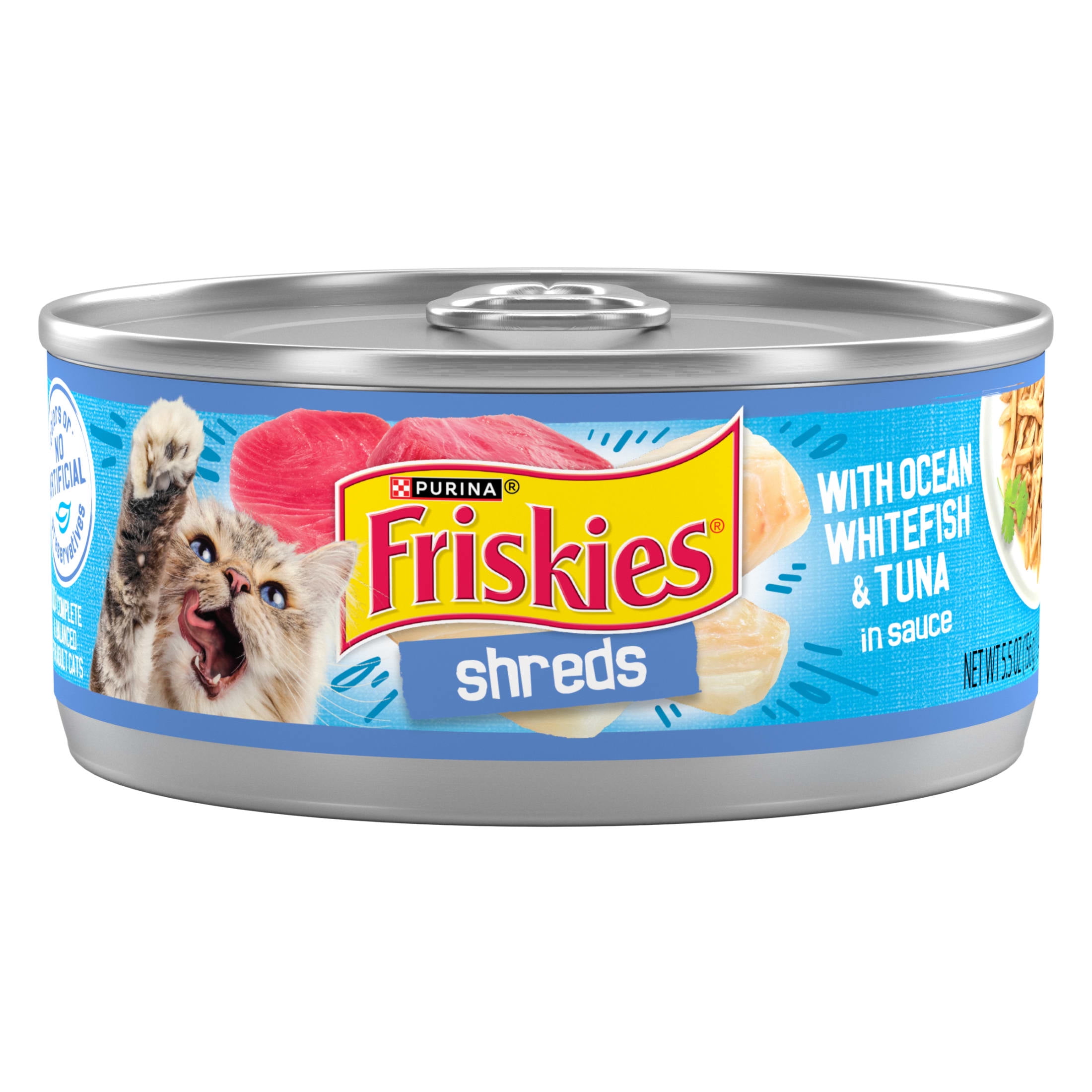 Purina Friskies Shreds Ocean Whitefish and Tuna Wet Cat Food (5.5 oz) hl2mz