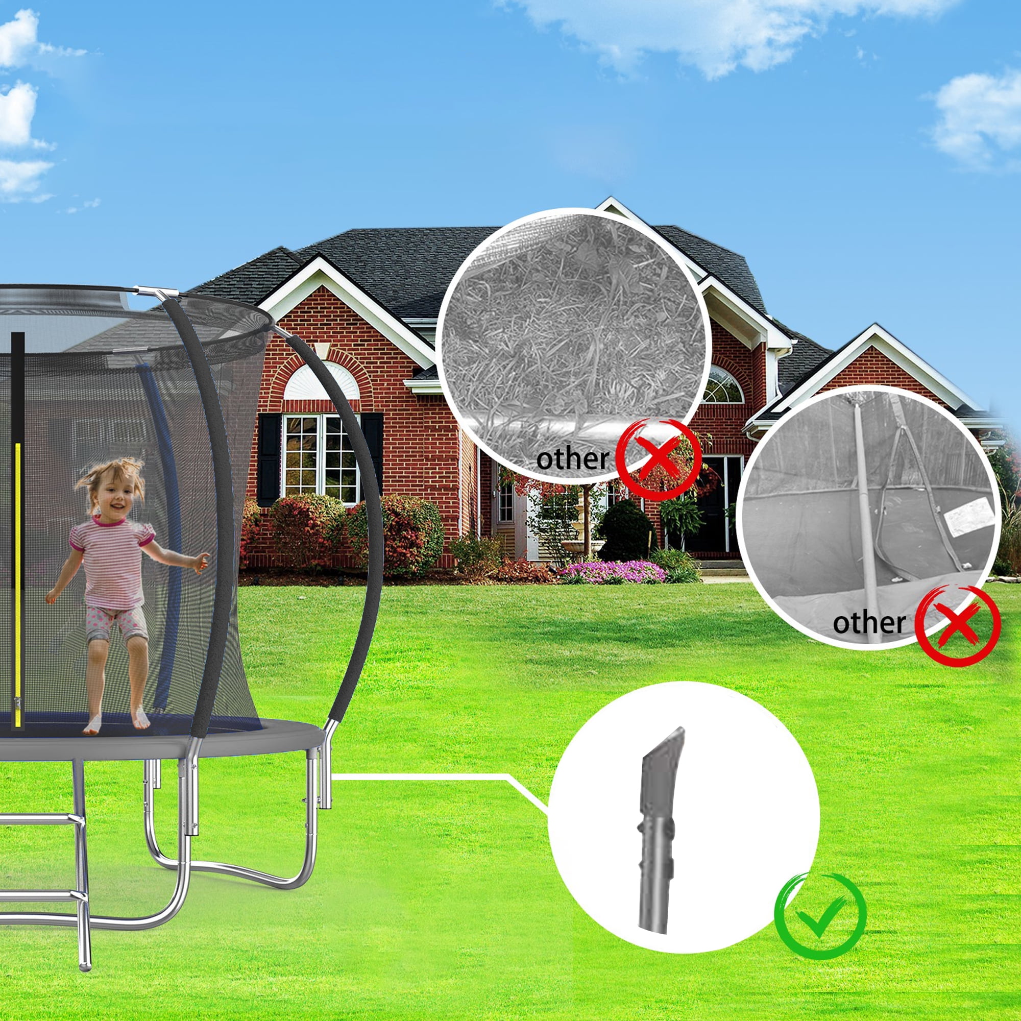 Shengchao Trade 12ft Recreational Trampoline with Safety Enclosure, Basketball Hoop, and Ladder (Black, 1000 lb) ojoir