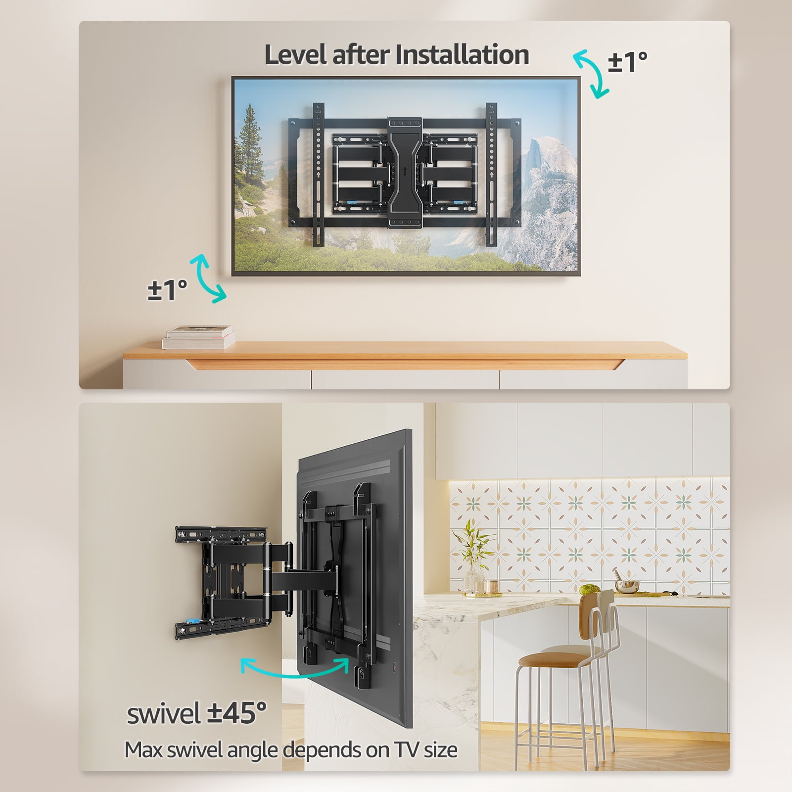 Mount Pro Heavy Duty Full Motion TV Wall Mount for 37-90 Inch Screens (Black, 132 lb) bbvuc