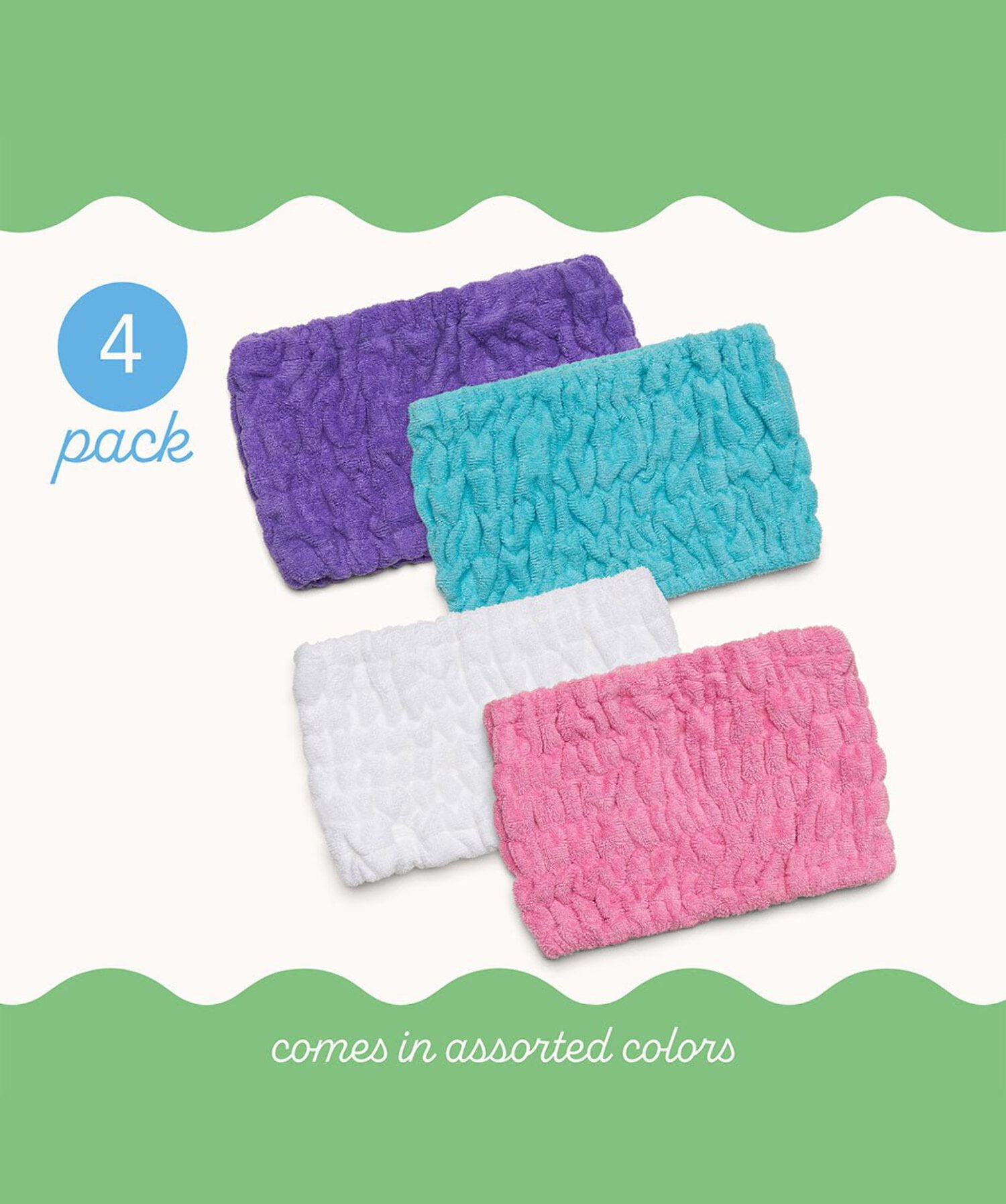 Turbie Twist Extra Wide Spa Headband for Makeup and Face Wash (Pink, 4 Pack) 8w9zt
