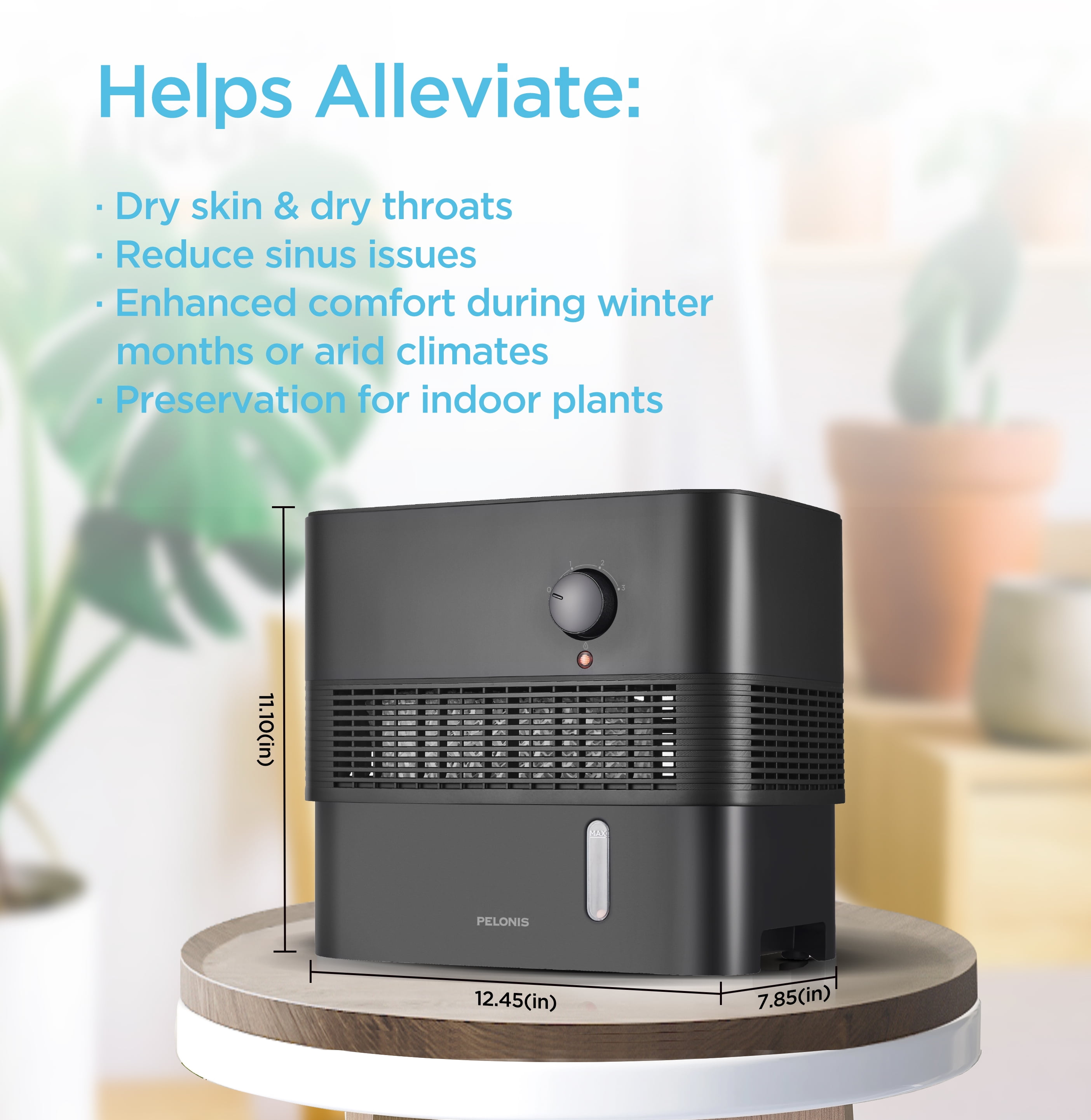 Pelonis Cool Mist Humidifier with Essential Oil Diffuser (Black, 1 Gallon) fidgo