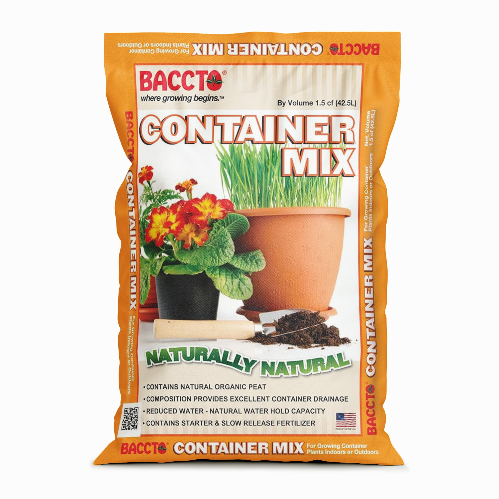 Michigan Peat BACCTO Container Planting Mix, Organic Blend for Indoor and Outdoor Pots (1.5 cu ft, 6 Pack) xh1zo
