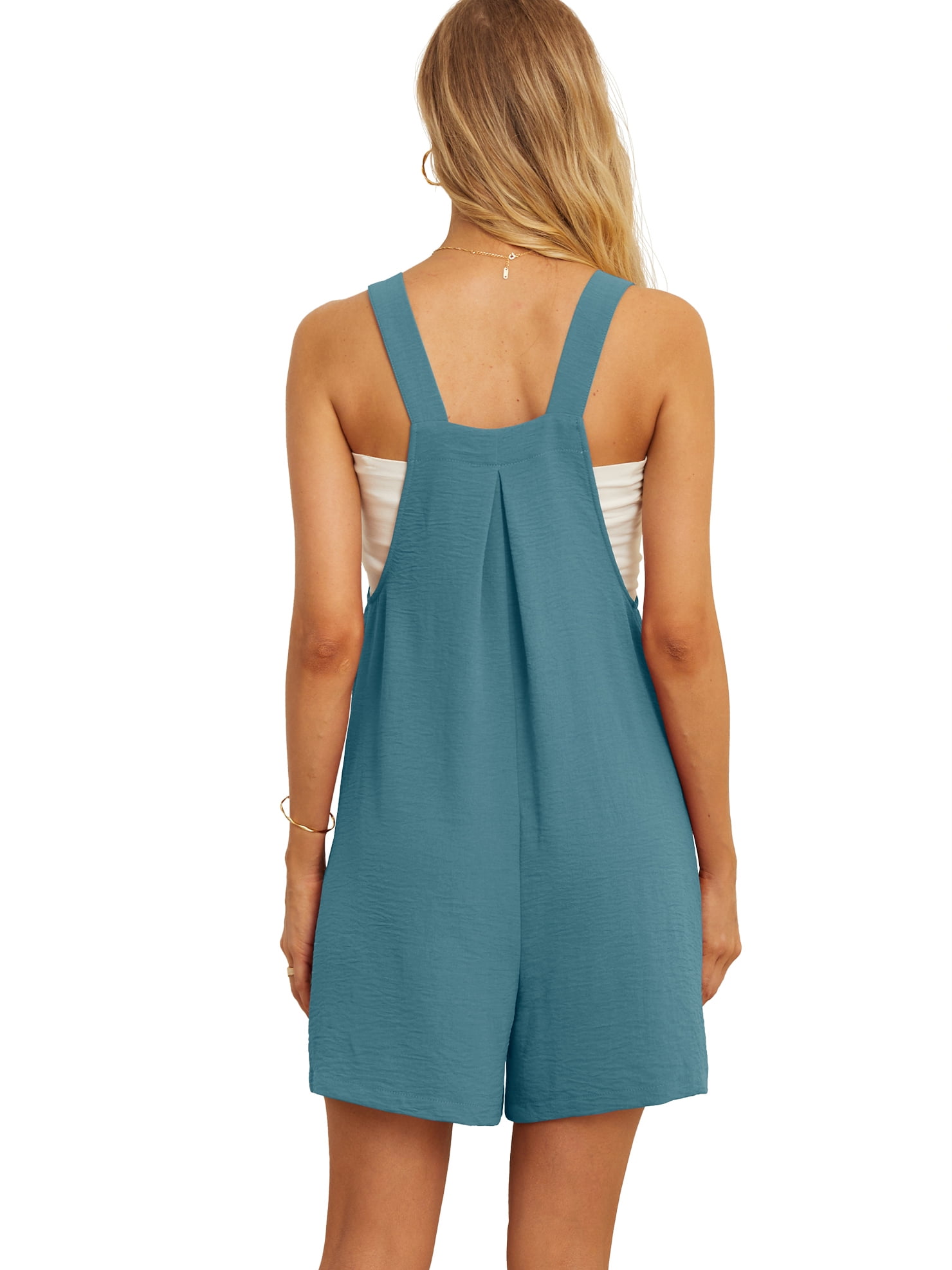 Cueply Women's Casual Short Overalls Adjustable Strap Summer Romper Jumpsuit with Pockets (Grey, Medium) 2mgjc