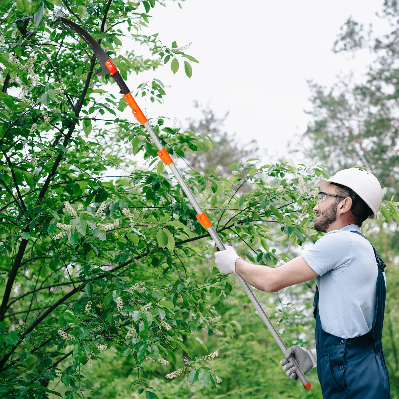 Zimtown Extendable Pole Saw for Tree Trimming (Orange, 24 ft) x57ax