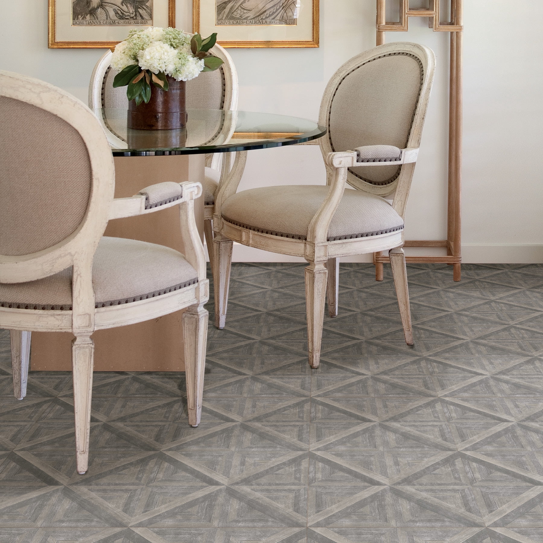 FloorPops Townhouse Peel and Stick Vinyl Floor Tiles (Grey, 10-Pack, 10 sq ft) fhse1