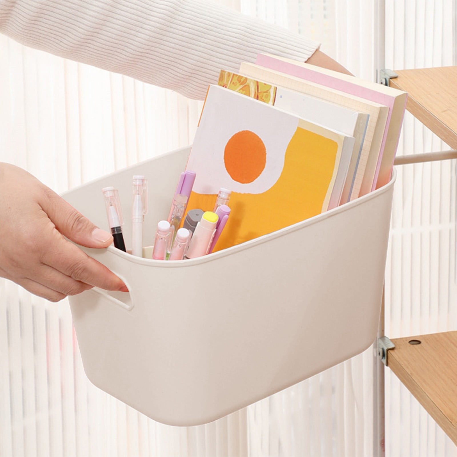 TenderTrove Multi-Purpose Storage Bins with Handles (White, 4-Pack, 10x6.3x5.9 in) osdyl