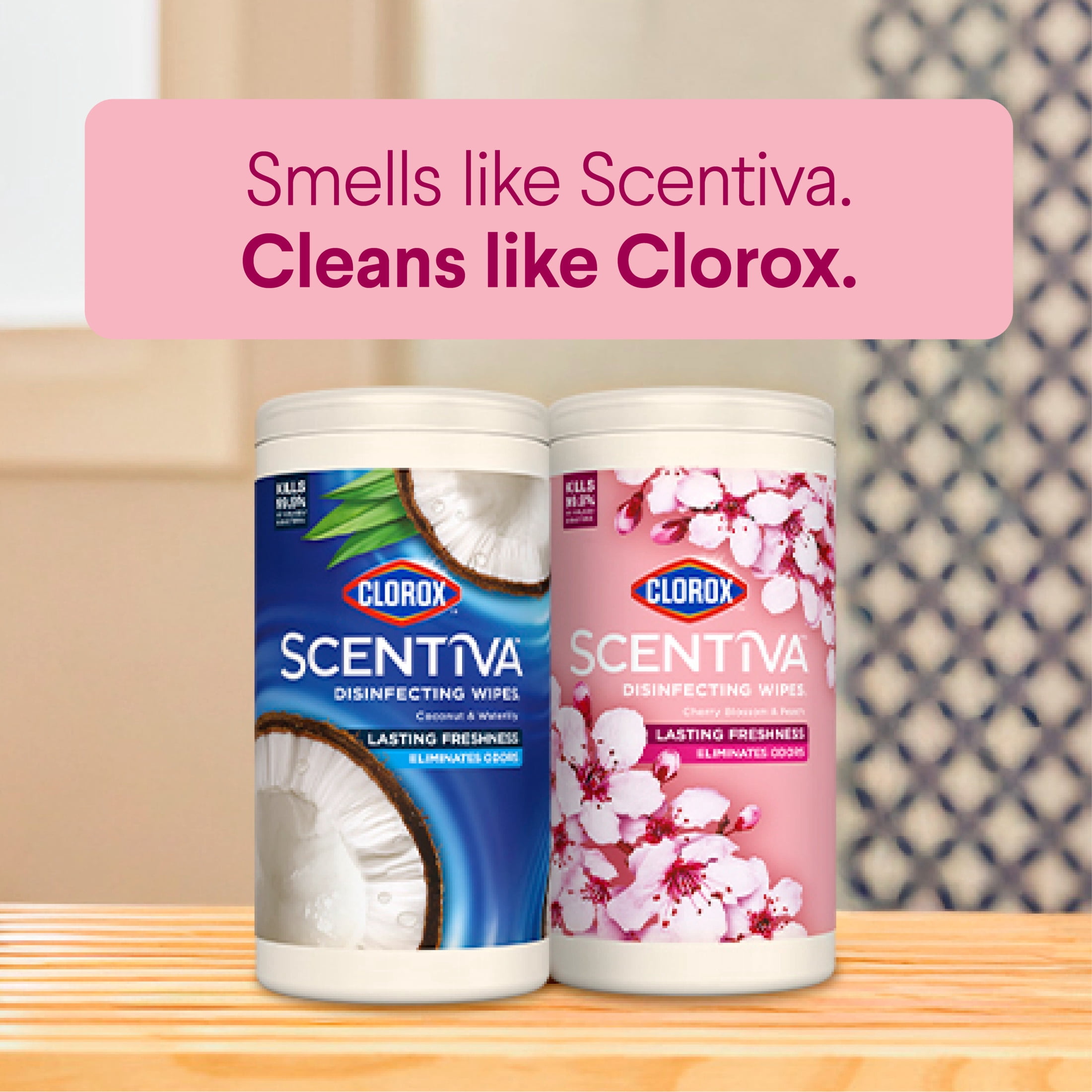 Clorox Scentiva Disinfecting Wipes, Multi-Surface Cleaning and Sanitizing Wipes (White, 150 Count) z3vu5