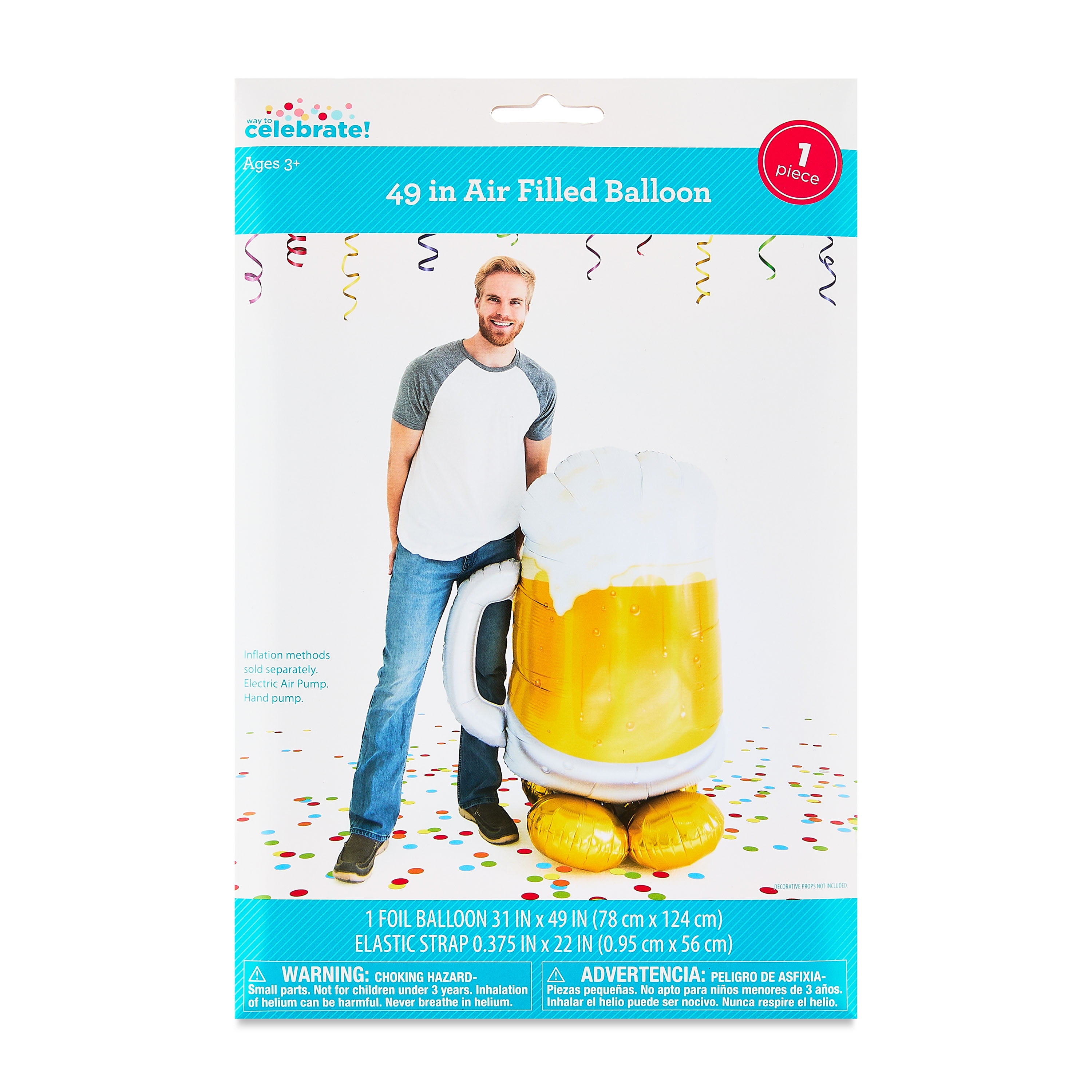 Way To Celebrate Beer Mug Balloon Inflatable Party Decoration (Gold, 49 in) dztue