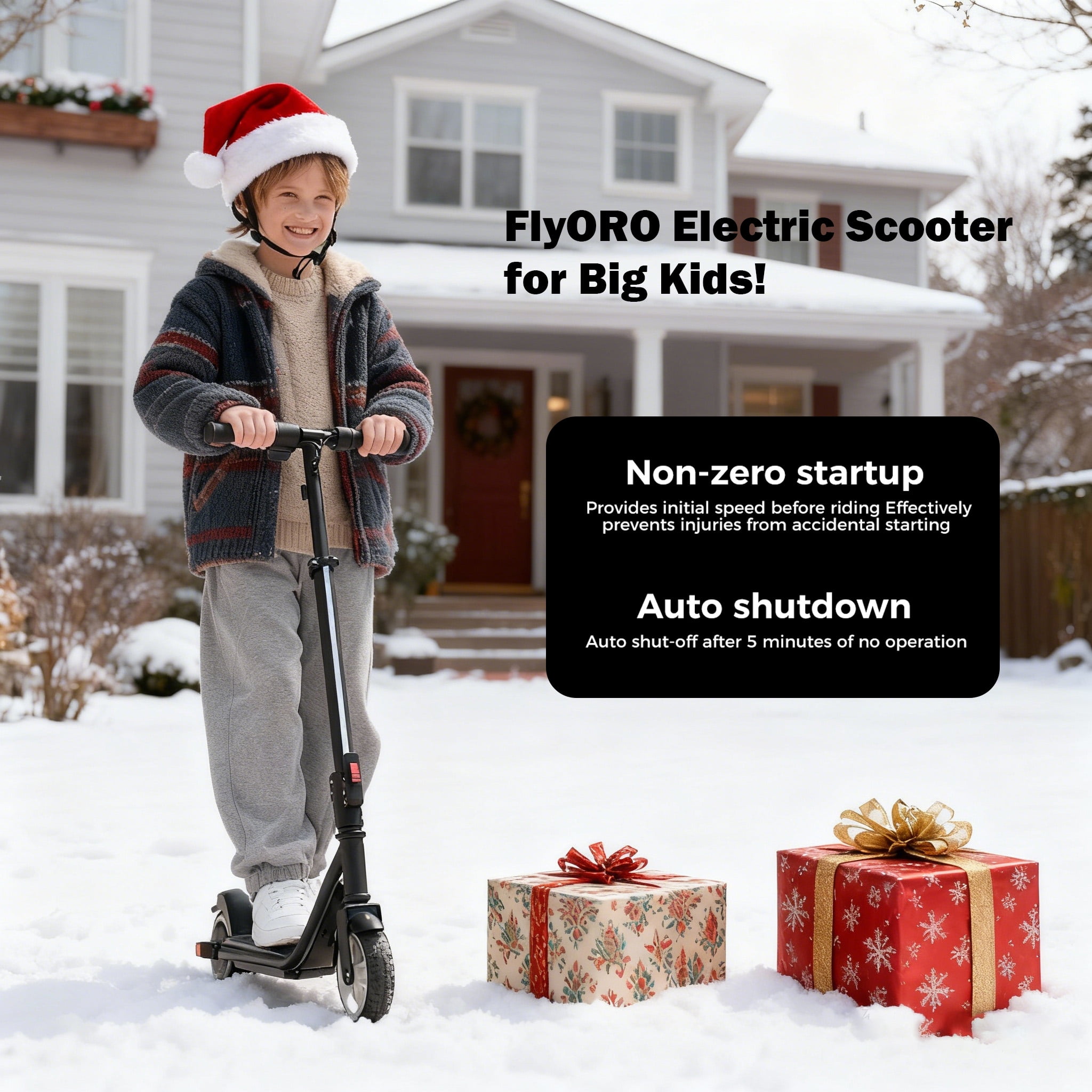 Generic Electric Scooter for Kids, 200W Foldable E-Scooter with Bluetooth Speaker, LED Display, 3-Speed Modes, Adjustable Height (Black, 6.5 in Wheels) fkxpa