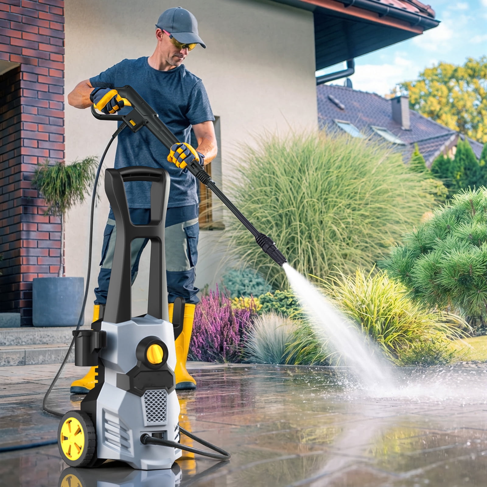 TASKBAY Electric Pressure Washer, 4200 PSI Portable Power Washer with Adjustable Nozzle, Heavy-Duty Cleaning for Cars and Driveways (Orange, 23 ft Hose) dvte9