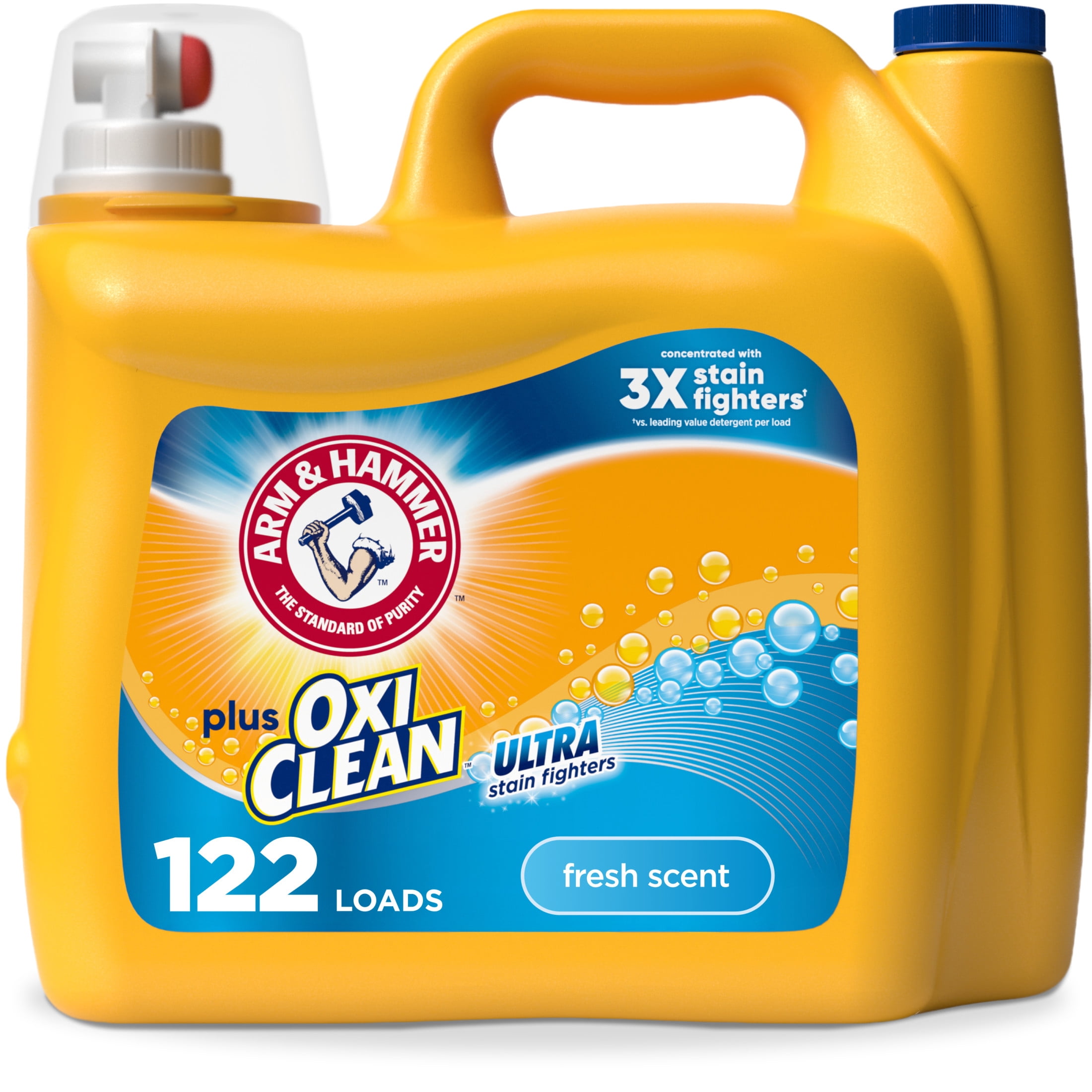 ARM & HAMMER Plus OxiClean Ultra Stain Fighters Liquid Laundry Detergent, Fresh Scent (158.6 fl oz) 7rlxh