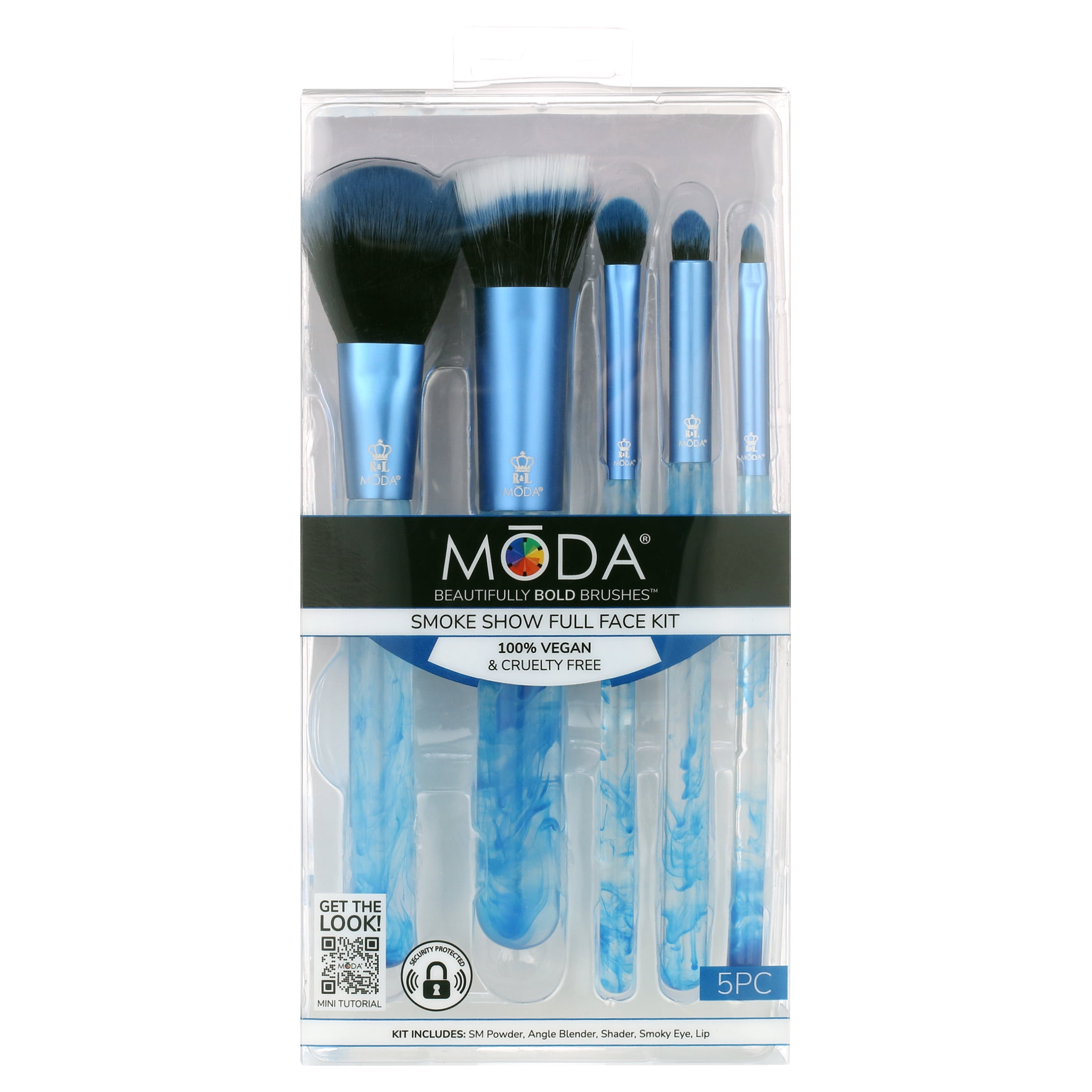 MODA Smoke Show Full Face Makeup Brush Set (Blue, 5 Piece) zlp34