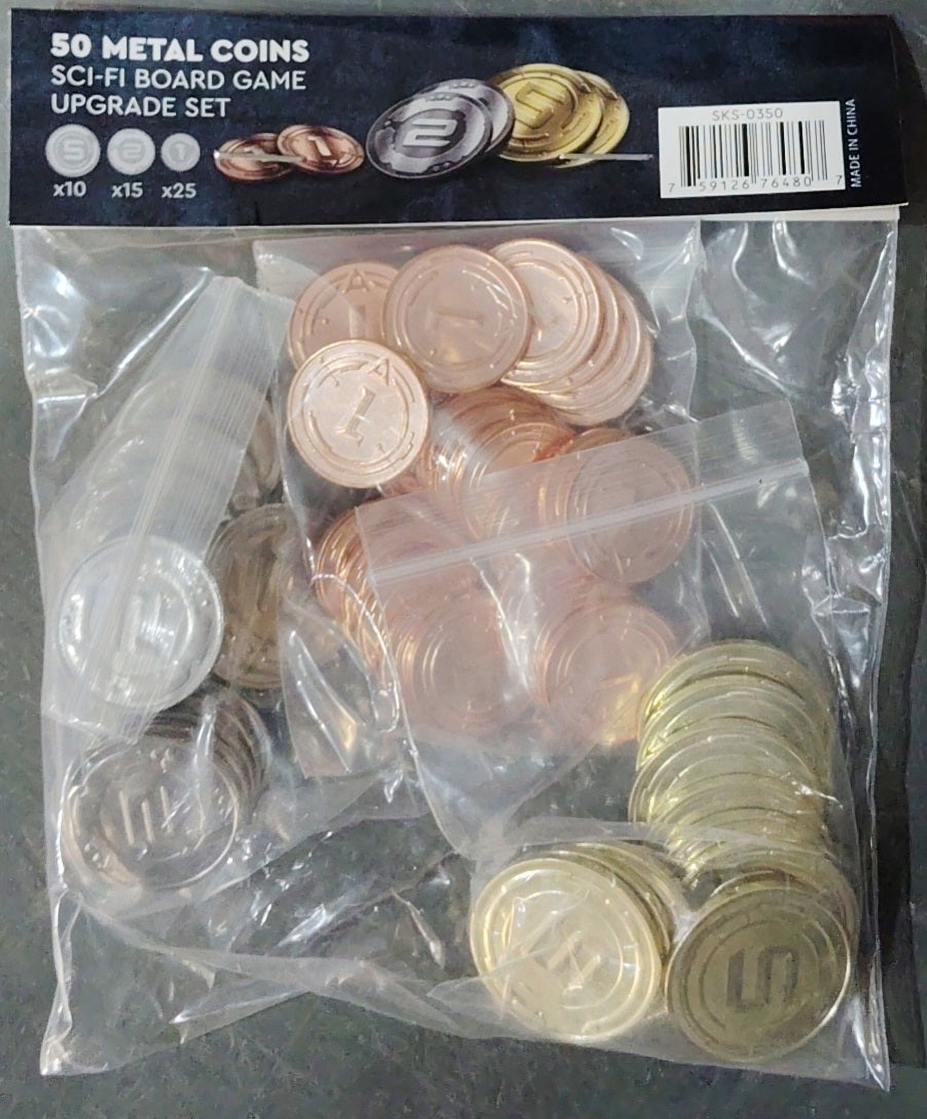 Sleeve Kings Metal Coin Board Game Upgrade Set (Sci-Fi Theme, 50 Pieces) beajs