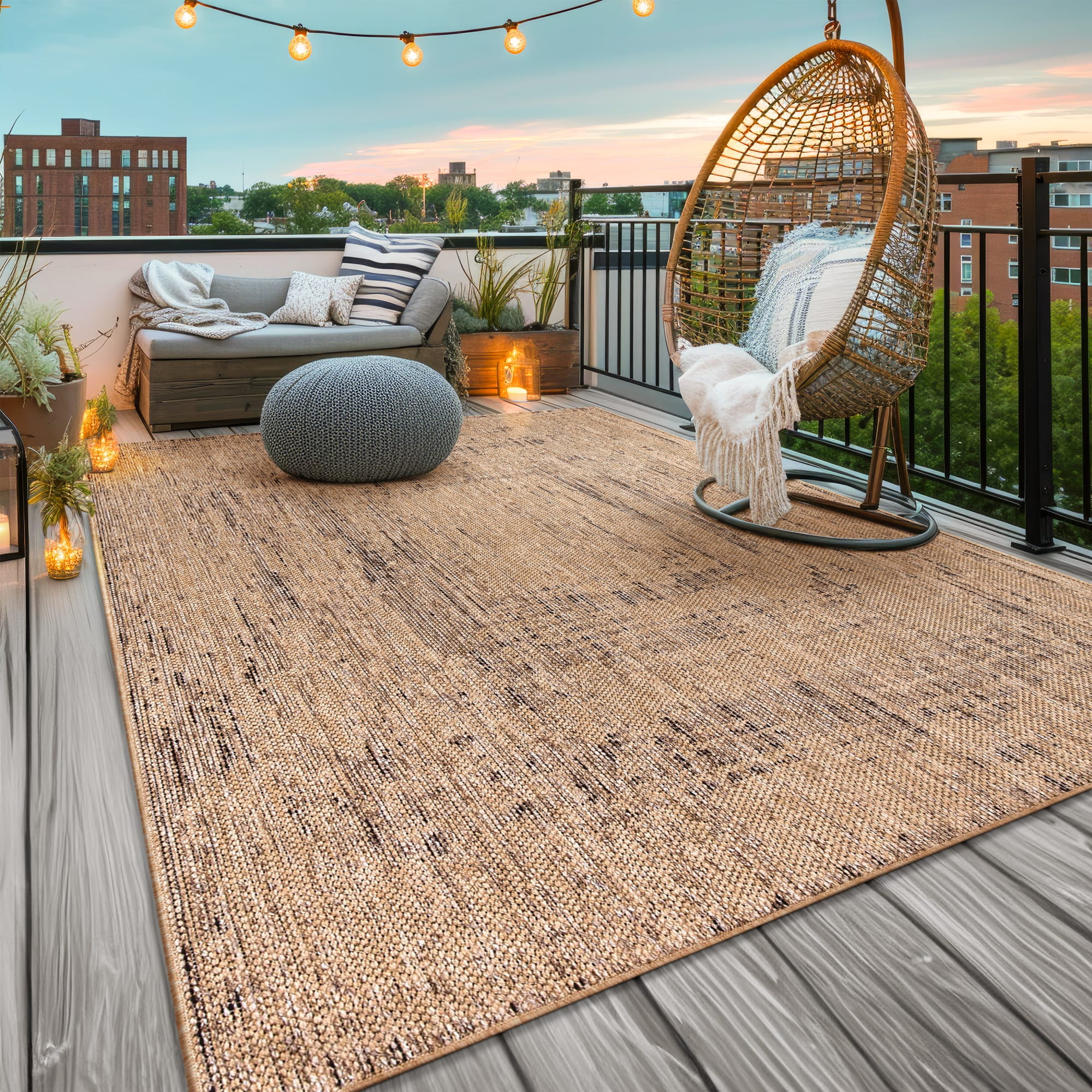 Paco Home Indoor & Outdoor Rug Modern Boho Style (Beige, 31 in x 59 in) 4jsbm