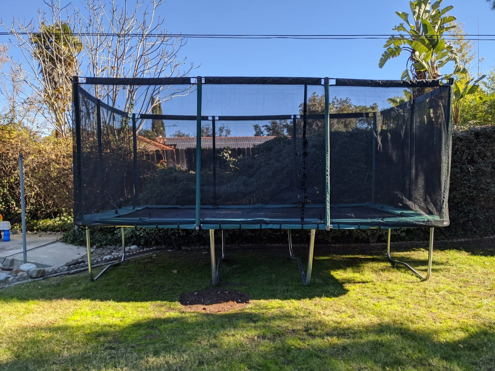 Galactic Xtreme Outdoor Rectangle Trampoline with Safety Net Enclosure (Black, 10x17 ft) dvk21