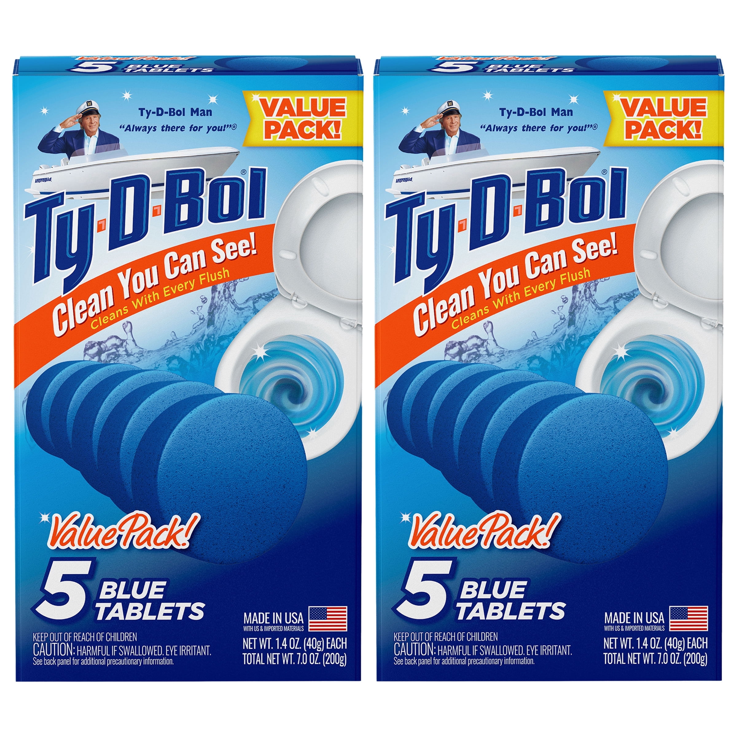 Ty-D-Bol Bleach-Free Toilet Bowl Cleaner Tablets, Hard Water Stain Remover (Blue, 1.4 oz, 10 Count) lygkm
