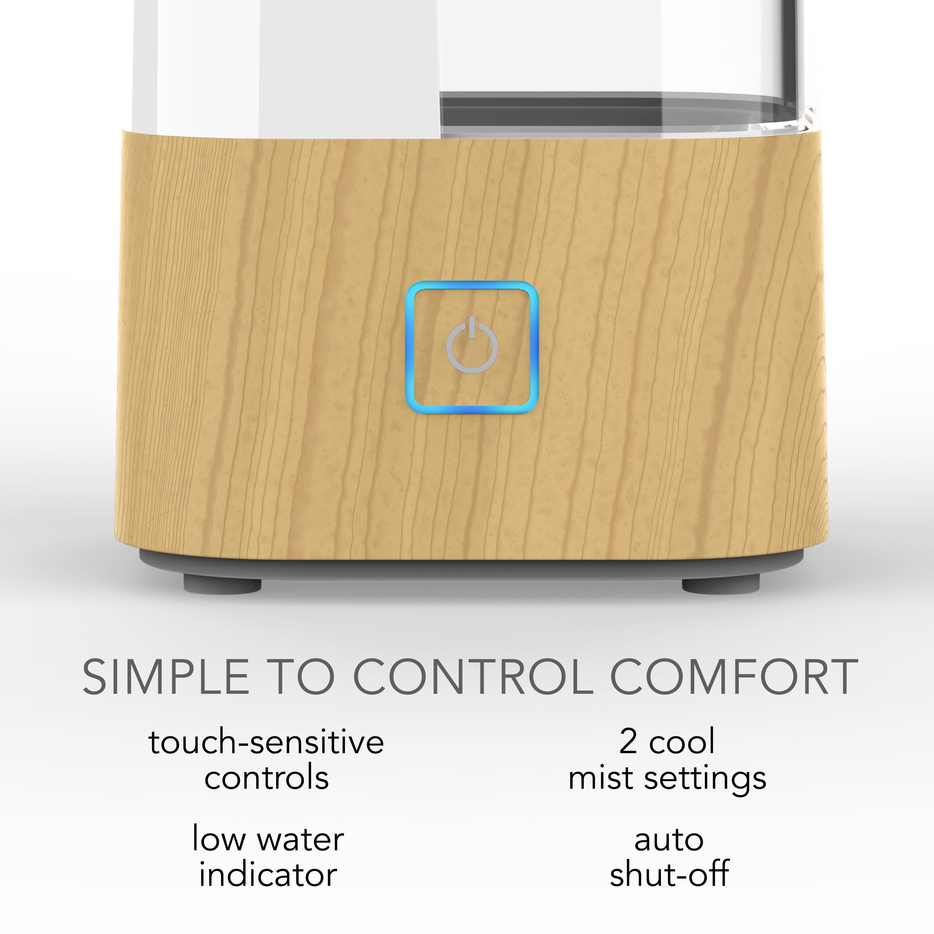 Sharper Image Ultrasonic Cool Mist Humidifier, Whisper-Quiet Room Air Purifier (Light Ash Woodgrain, 1 gal.) r94eo