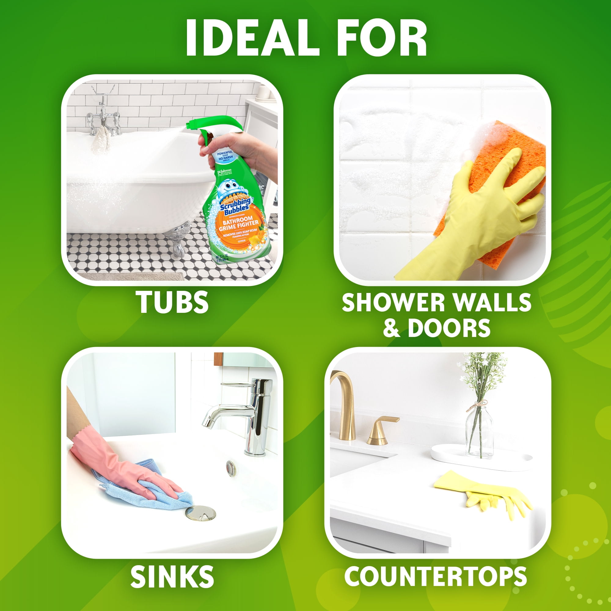 Scrubbing Bubbles Bathroom Grime Fighter Disinfectant Spray, Multi-Surface Cleaner (Citrus, 32 oz) y24yi
