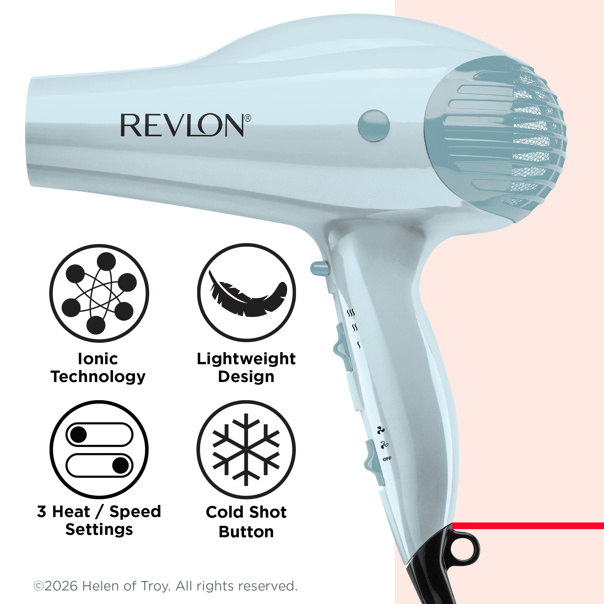 Revlon Ionic Volume Booster Hair Dryer with Diffuser and Concentrator (Blue Silver, 1875W) ft886