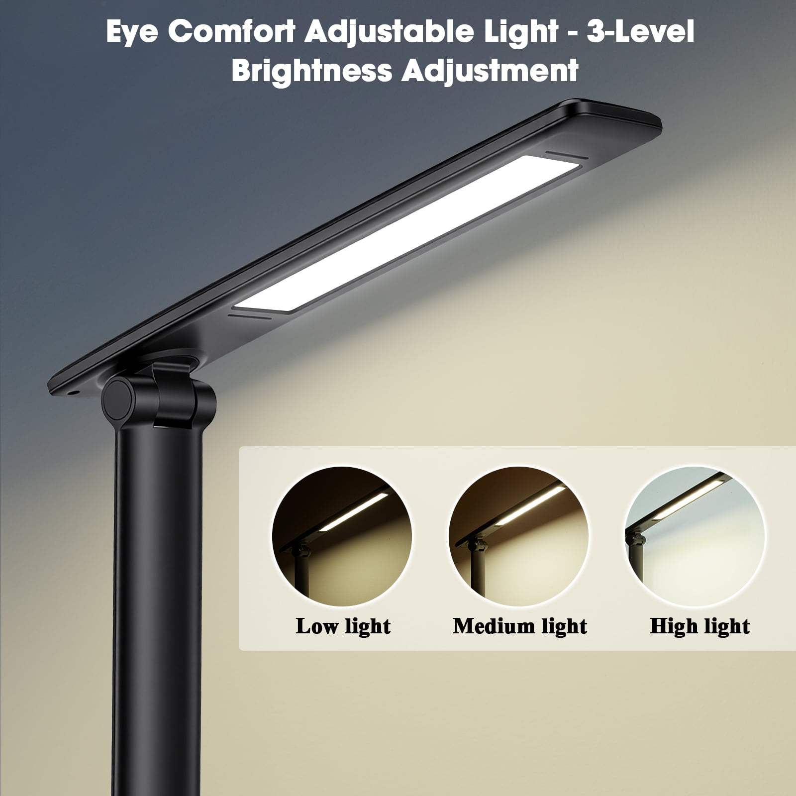IMAGE LED Desk Lamp with Wireless Charging Pad and USB Port (Adjustable Brightness, Foldable Design) bbdtf