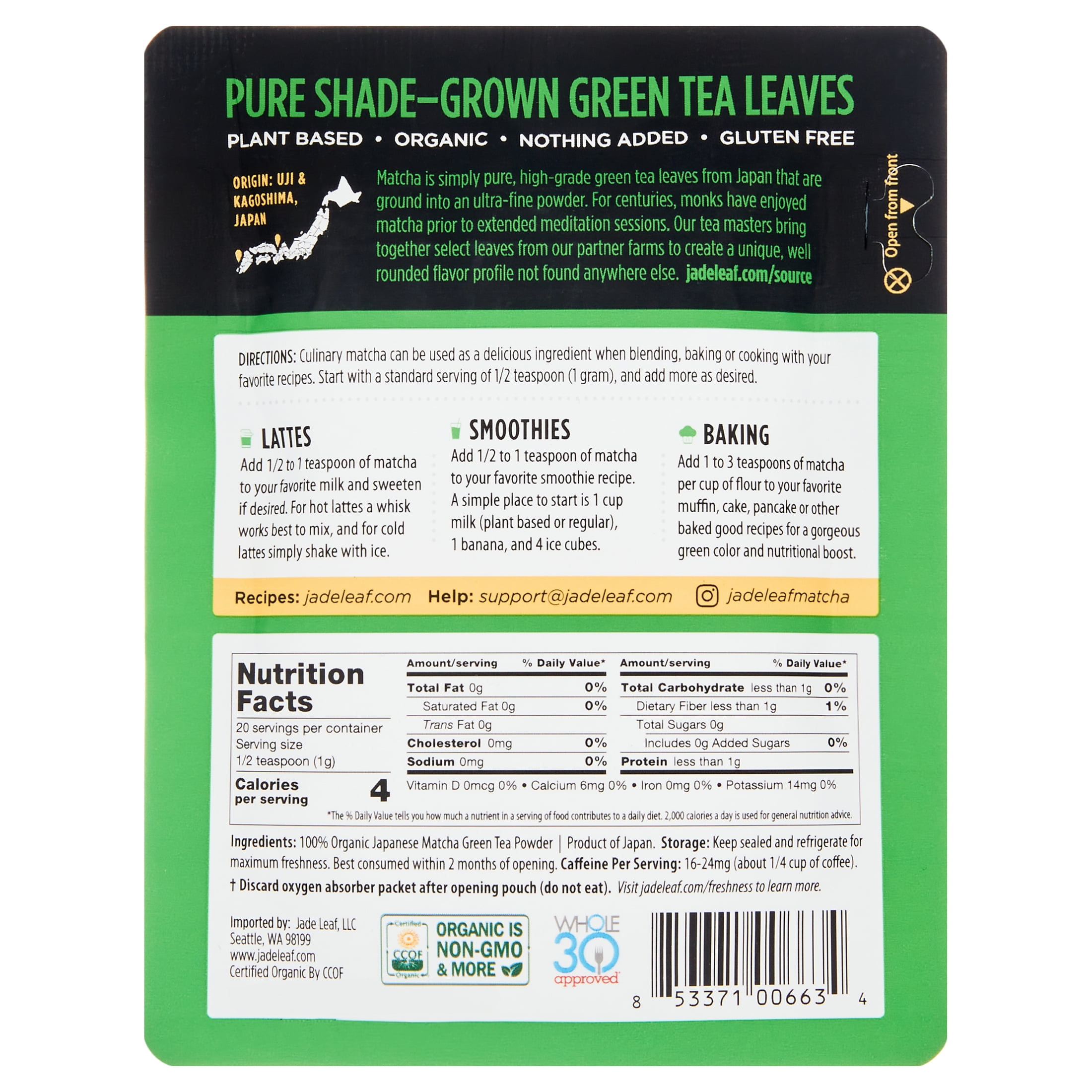Jade Leaf Matcha Organic Japanese Culinary Grade Green Tea Powder (0.7 oz) rctiv