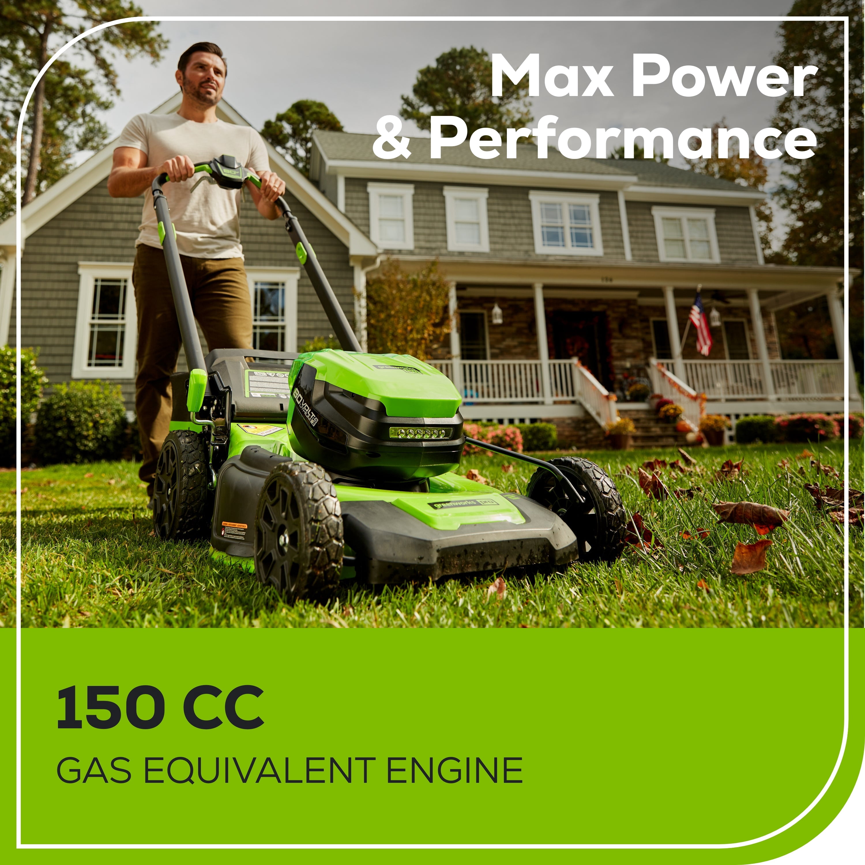 Greenworks 80V Cordless Self-Propelled Walk-Behind Lawn Mower (Green, 21 in) m3yts