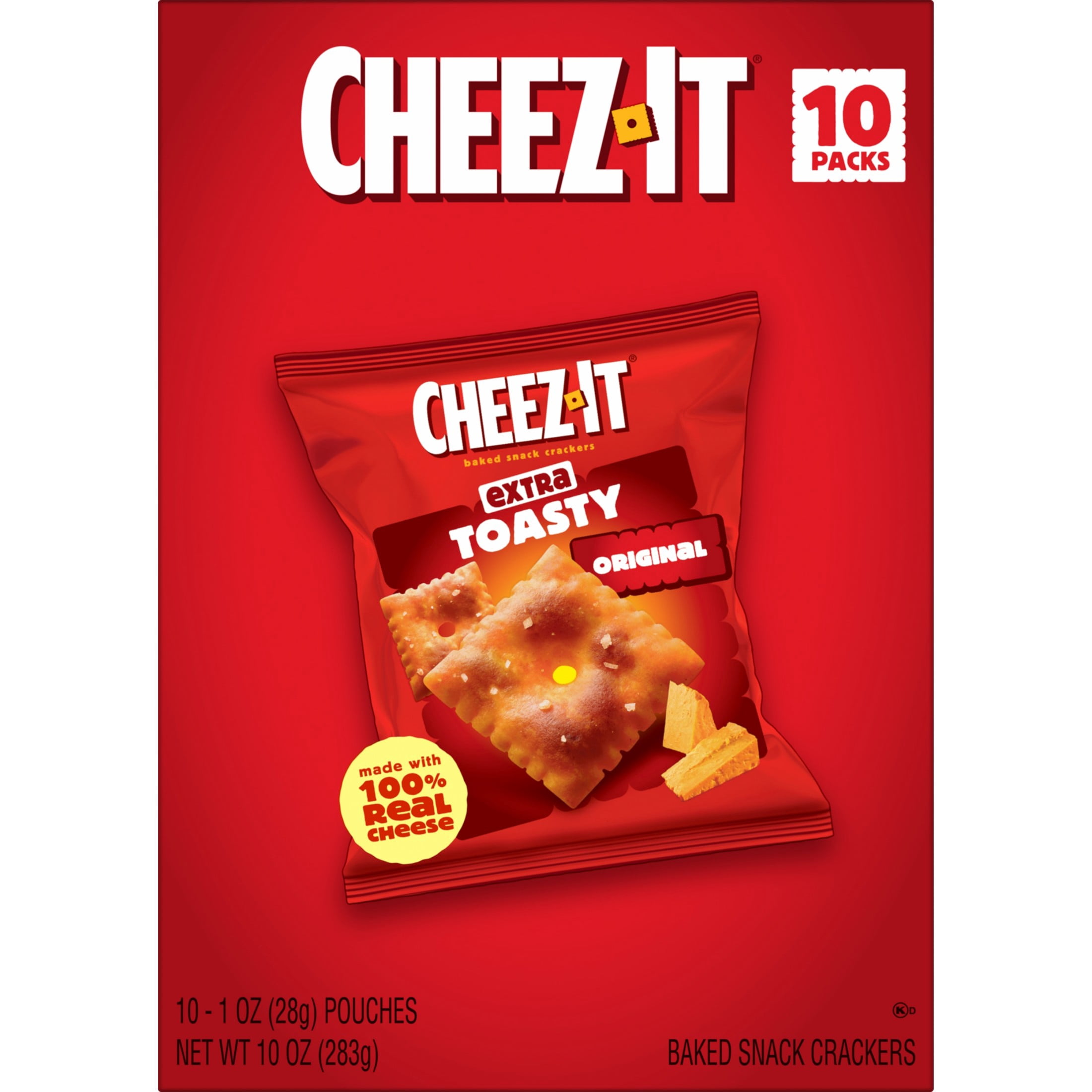 Cheez-It Extra Toasty Baked Snack Crackers, Real Cheese Flavor, Crispy On-the-Go Snacks (10 oz, 10 Count) i1719