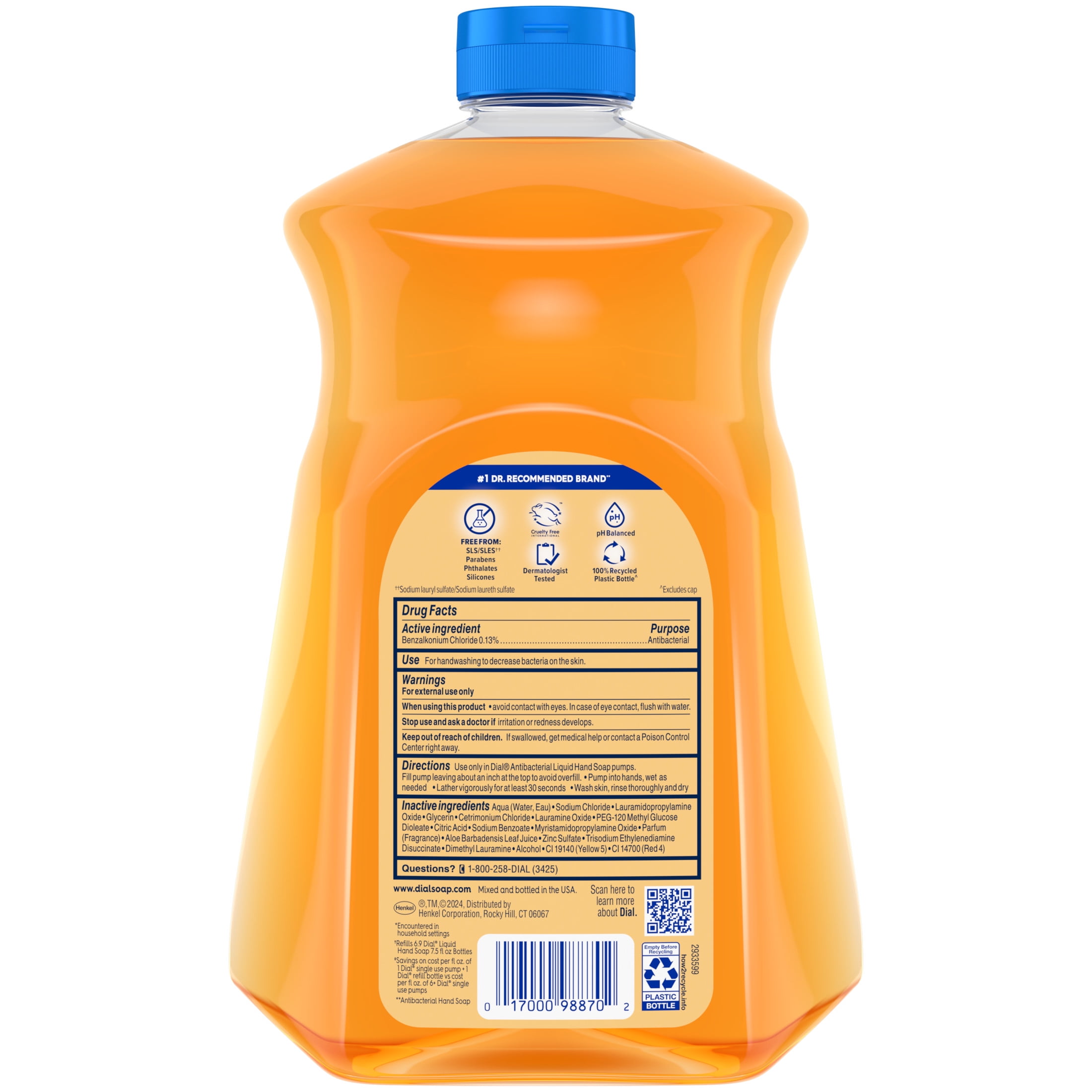 Dial Antibacterial Defense Liquid Hand Soap Refill (Gold, 52 fl oz) 8p39j