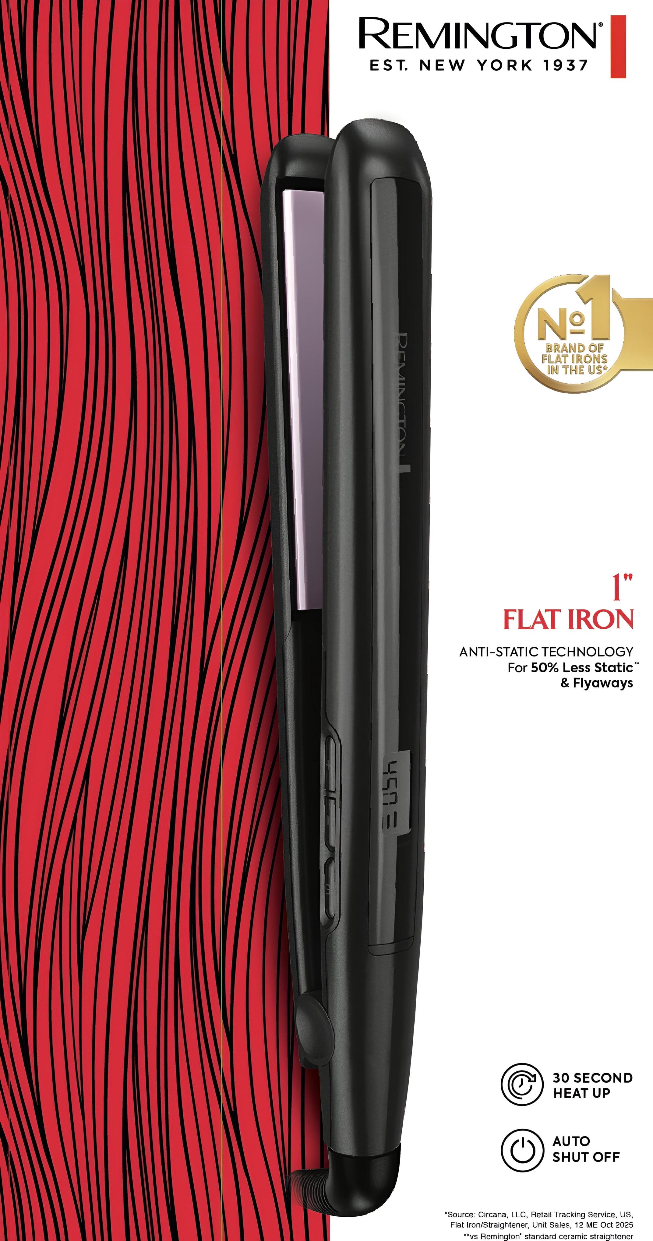 Remington Flat Iron with Anti-Static Technology and Ceramic Titanium Plates (1 in) r1vo2