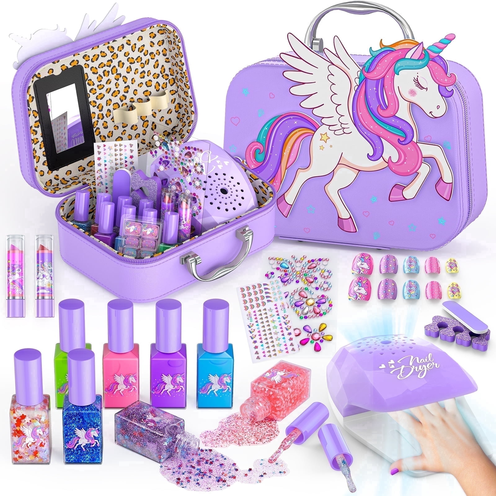 GORISPI Kids Makeup Kit for Girls, Princess Play Cosmetic Set with Carrying Case (1 Set) 7lhyu