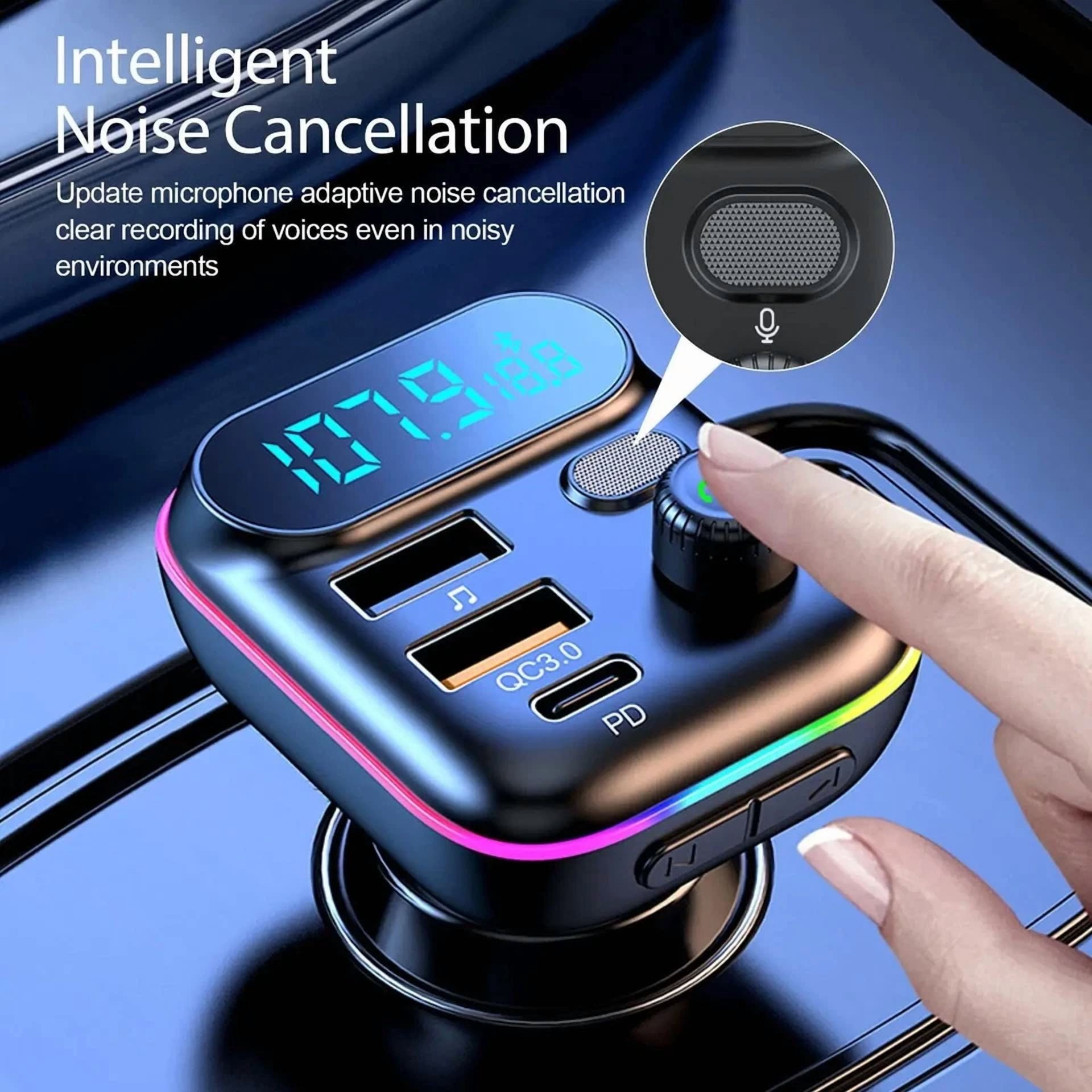 Rhea Bluetooth 5.0 Car FM Transmitter Adapter with USB Aux Hands-Free MP3 Music Player (Universal) lve24 - Image 4