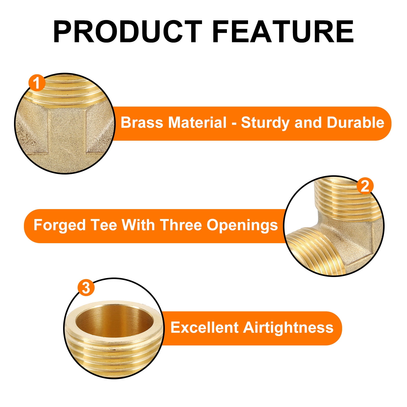 Uxcell Brass Tee Swivel Pipe Fitting, 3-Way T-Connector, Female x Male x Male (3/4 in) krdkc