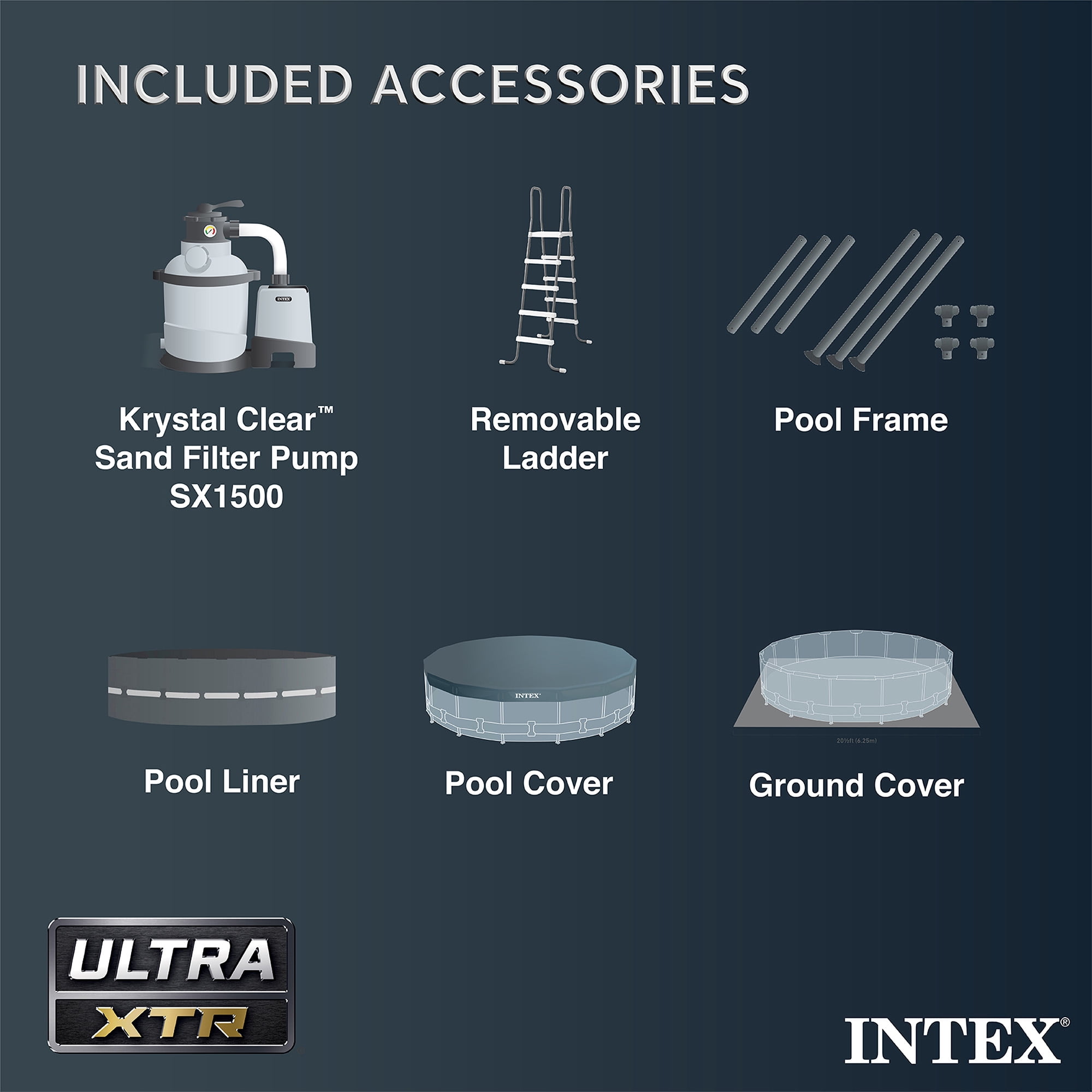 Intex Ultra XTR Above Ground Swimming Pool Set with Floating Loungers and Inflatable Cooler (16 ft x 48 in) ib2h3