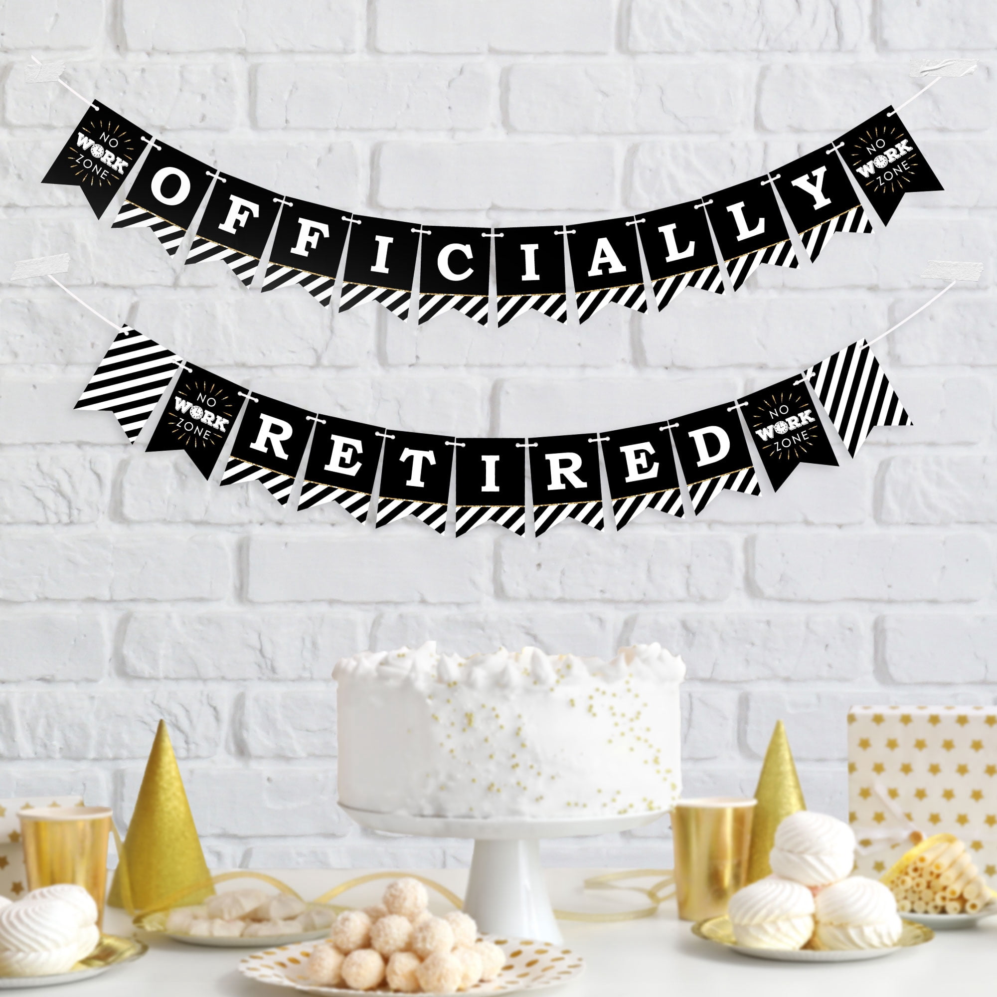 Big Dot of Happiness Happy Retirement Party Mini Pennant Banner (Black, 24 Piece Set) qggob