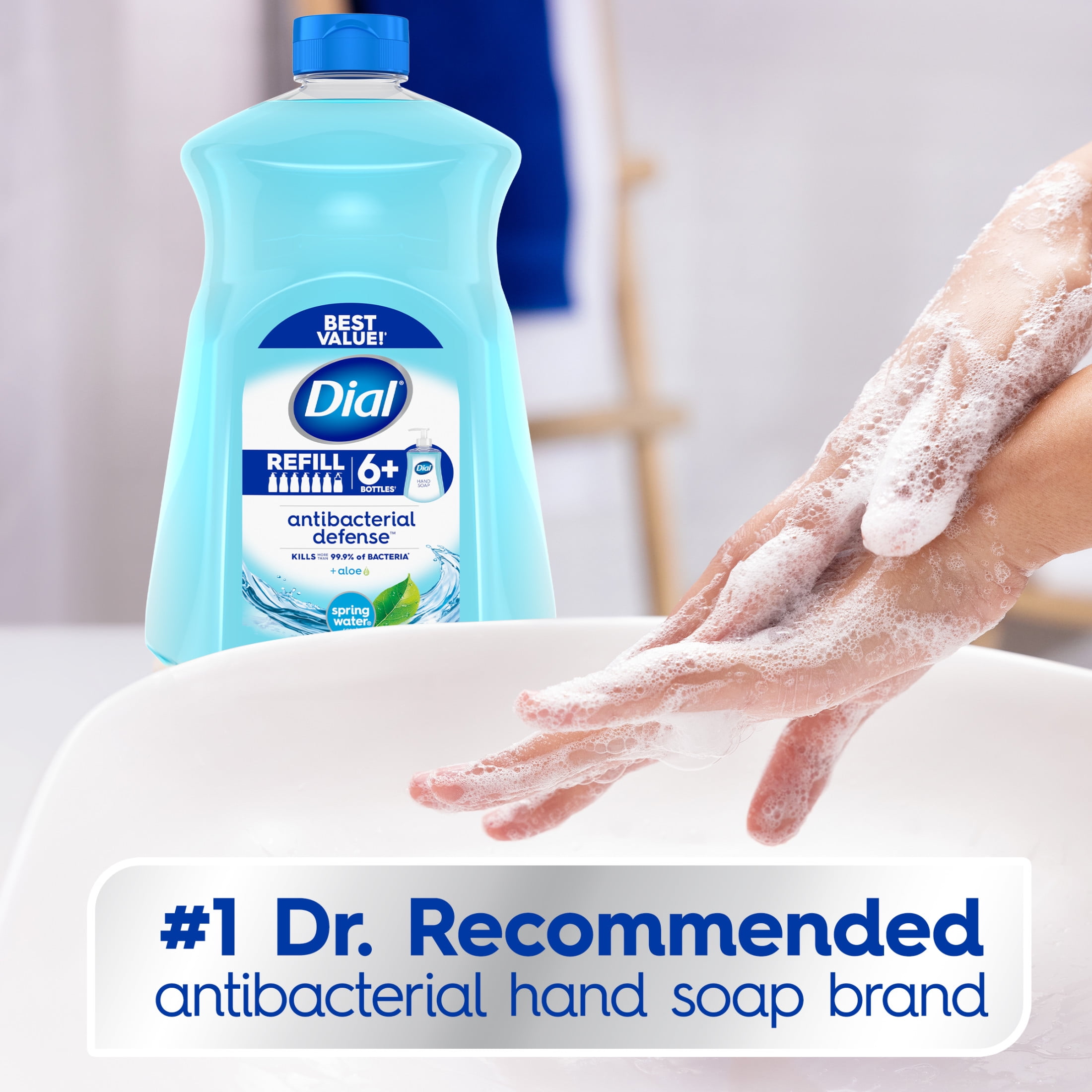 Dial Antibacterial Defense Liquid Hand Soap Refill, Spring Water Scent (52 fl oz) m82eq