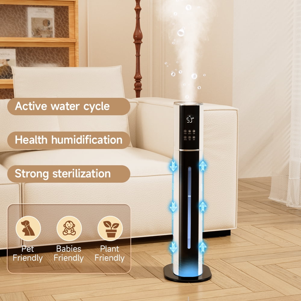Topteng Large Room Humidifier, Smart Ultrasonic Cool Mist with Remote Control (White, 2.4 gal) w6pfe