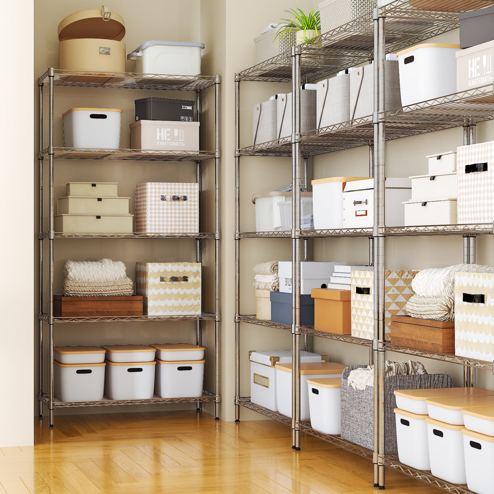 Ktaxon 5-Tier Heavy-Duty Wire Shelving Unit, Adjustable Steel Storage Rack for Garage and Kitchen (Silver, 29.13 in W x 13.39 in D x 59.06 in H) 9h852