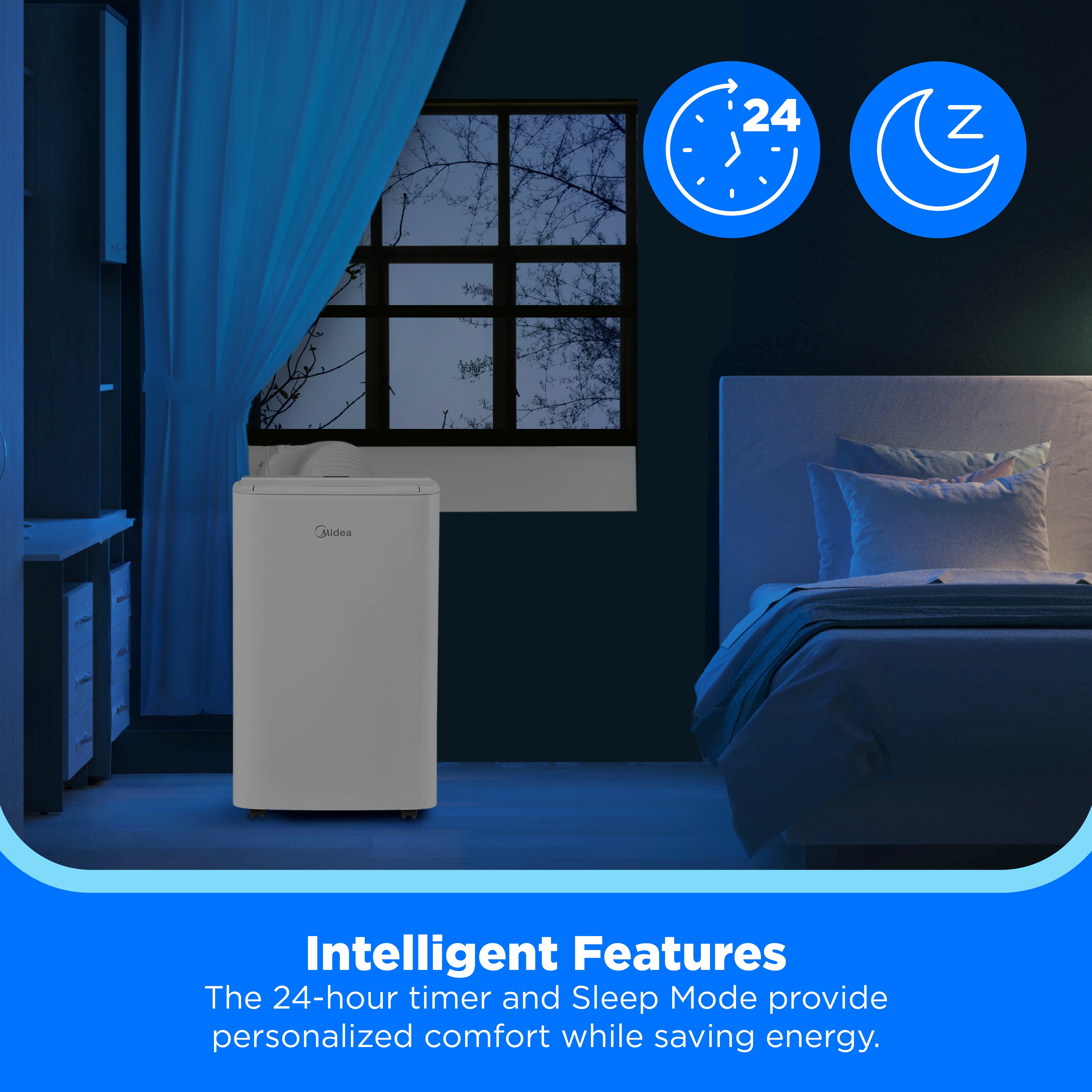 Midea 8,000 BTU SmartCool Portable Air Conditioner with Wi-Fi and Voice Control (White, 350 sq ft) wt46x