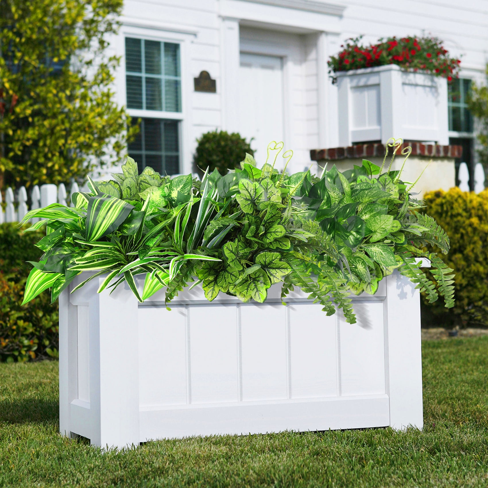 Scidweet Artificial Plants Outdoor UV Resistant Faux Greenery for Patio Garden Decor (Green, 8 Pcs) s7jy6