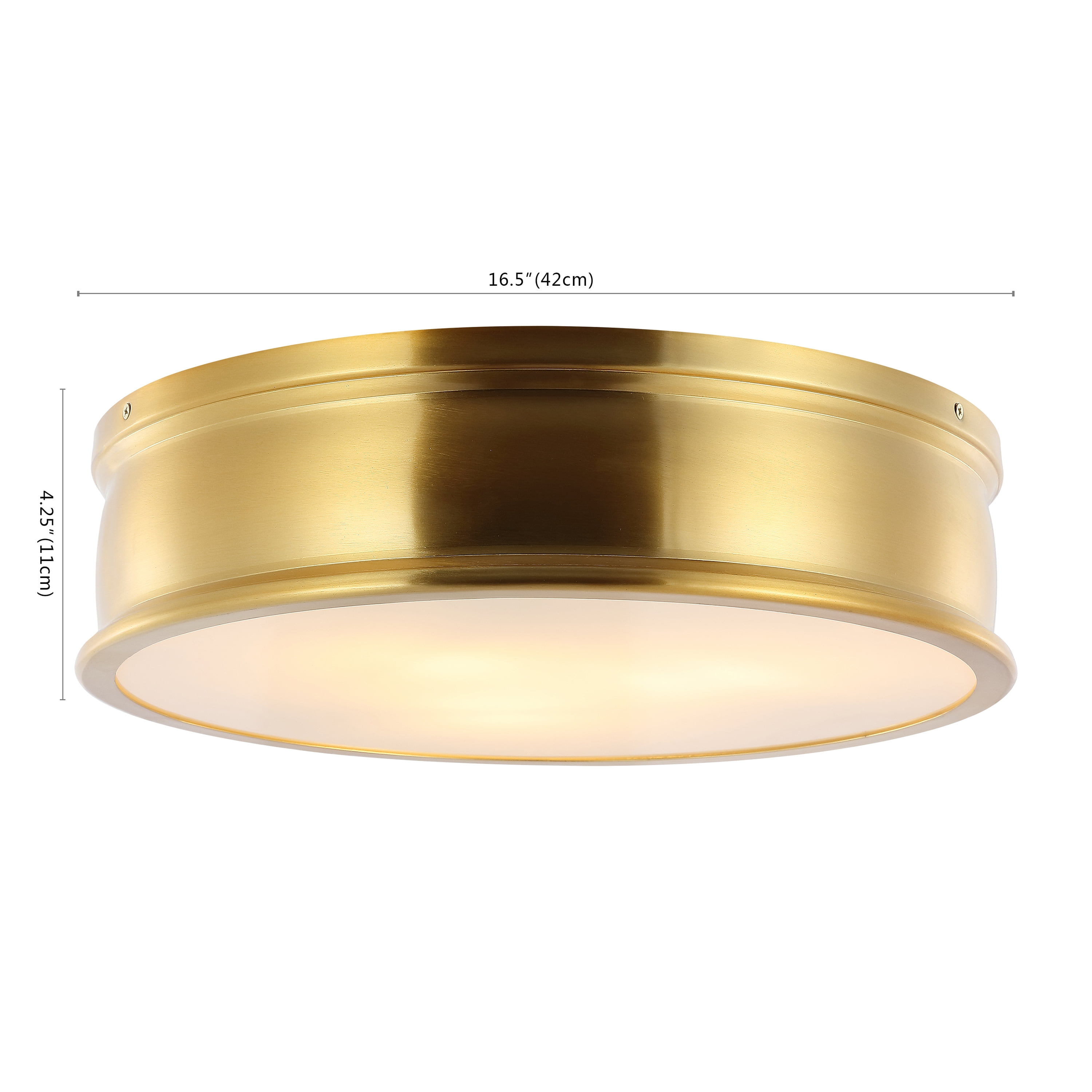 Safavieh Adria Modern 3-Light Flush Mount Ceiling Fixture with Glass Shade (Brass Gold, 16.5 in) jouvd