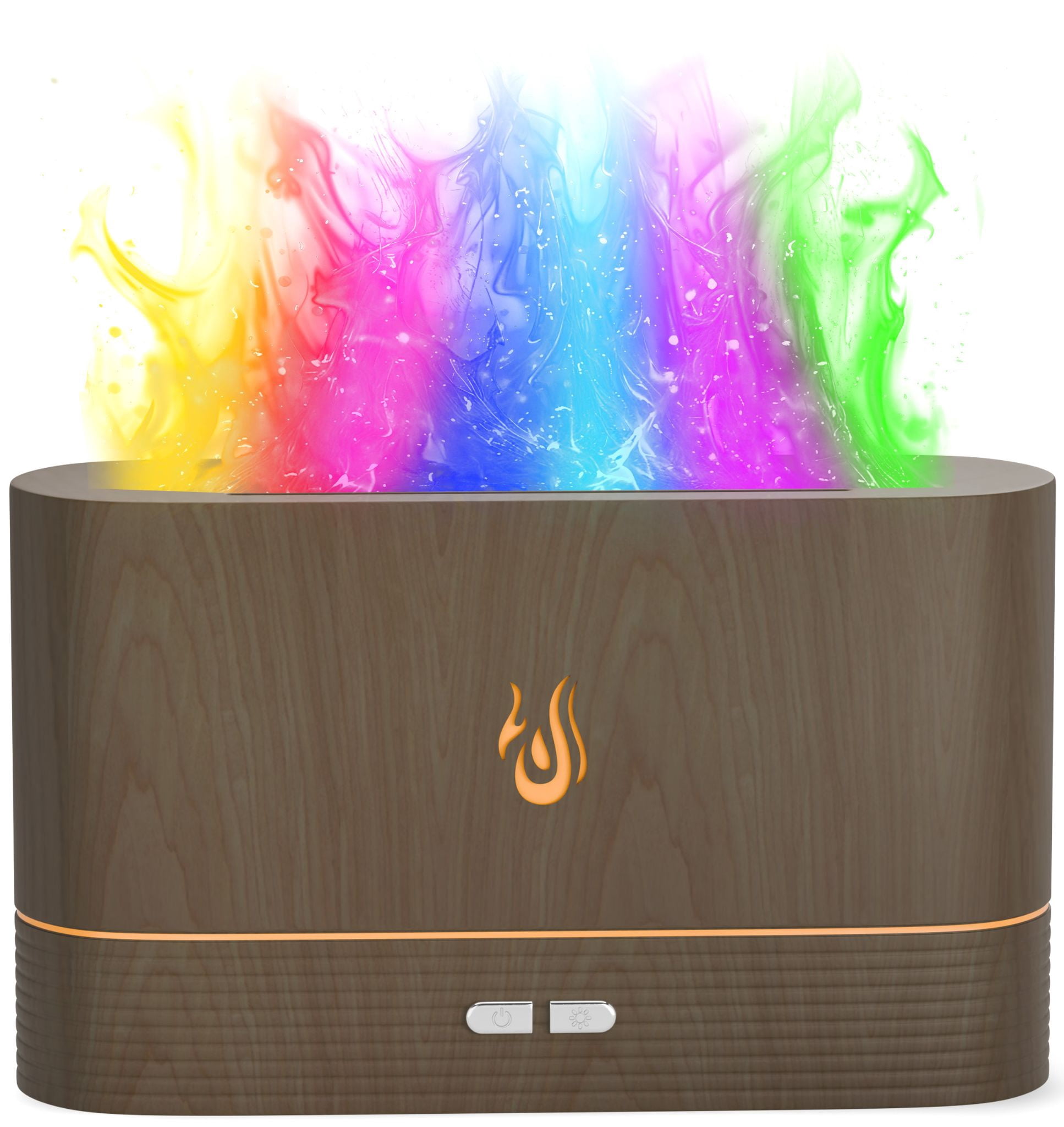 NABSAK Flame Diffuser Humidifier with 7-Color LED Lights and Remote Control (Dark Wood, 6.76 fl oz) 4tyfy