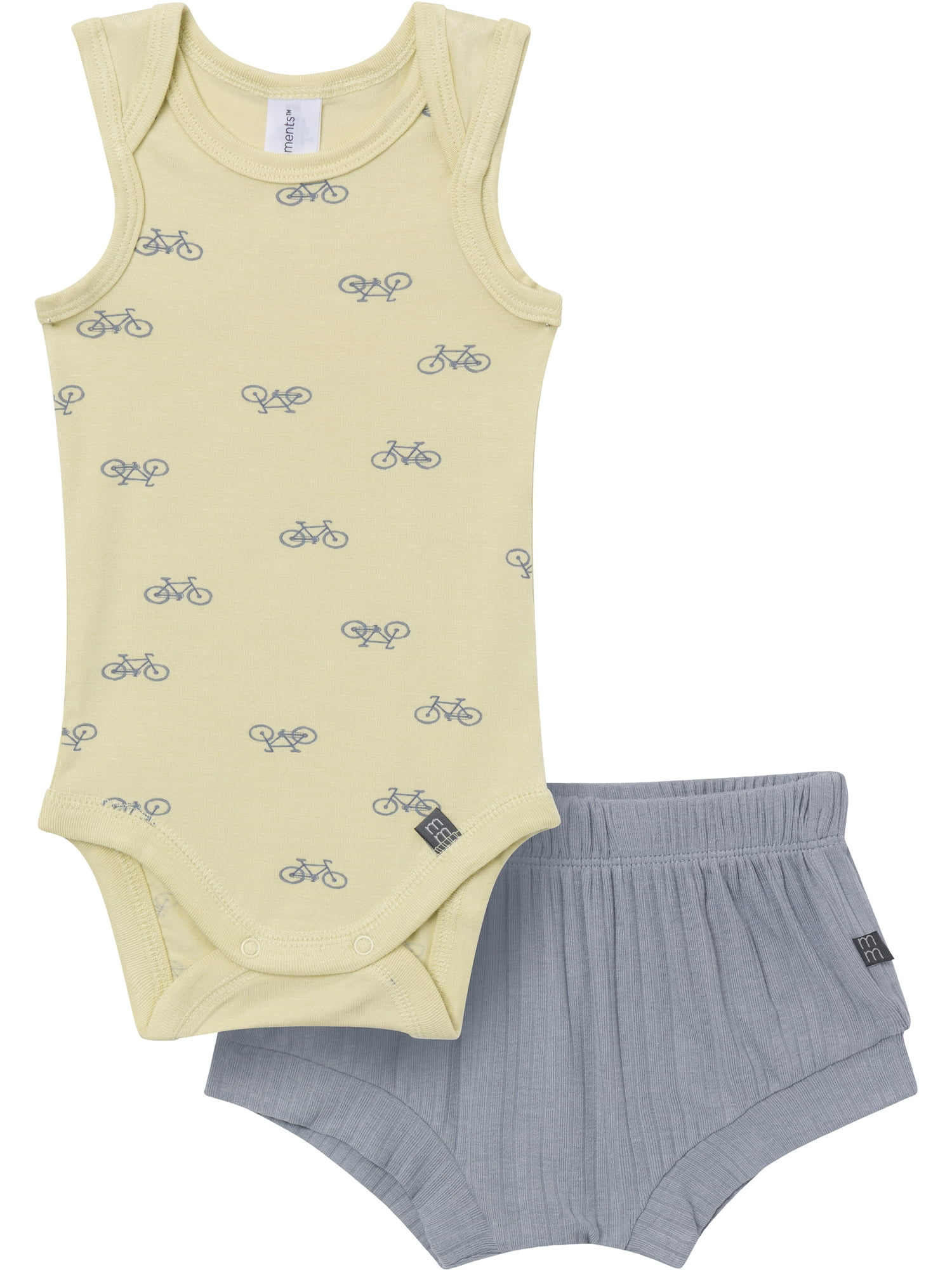Modern Moments by Gerber Baby Neutral Viscose Sleeveless Bodysuit and Short Outfit Set (Neutral, 0-12 Months) mwsw9