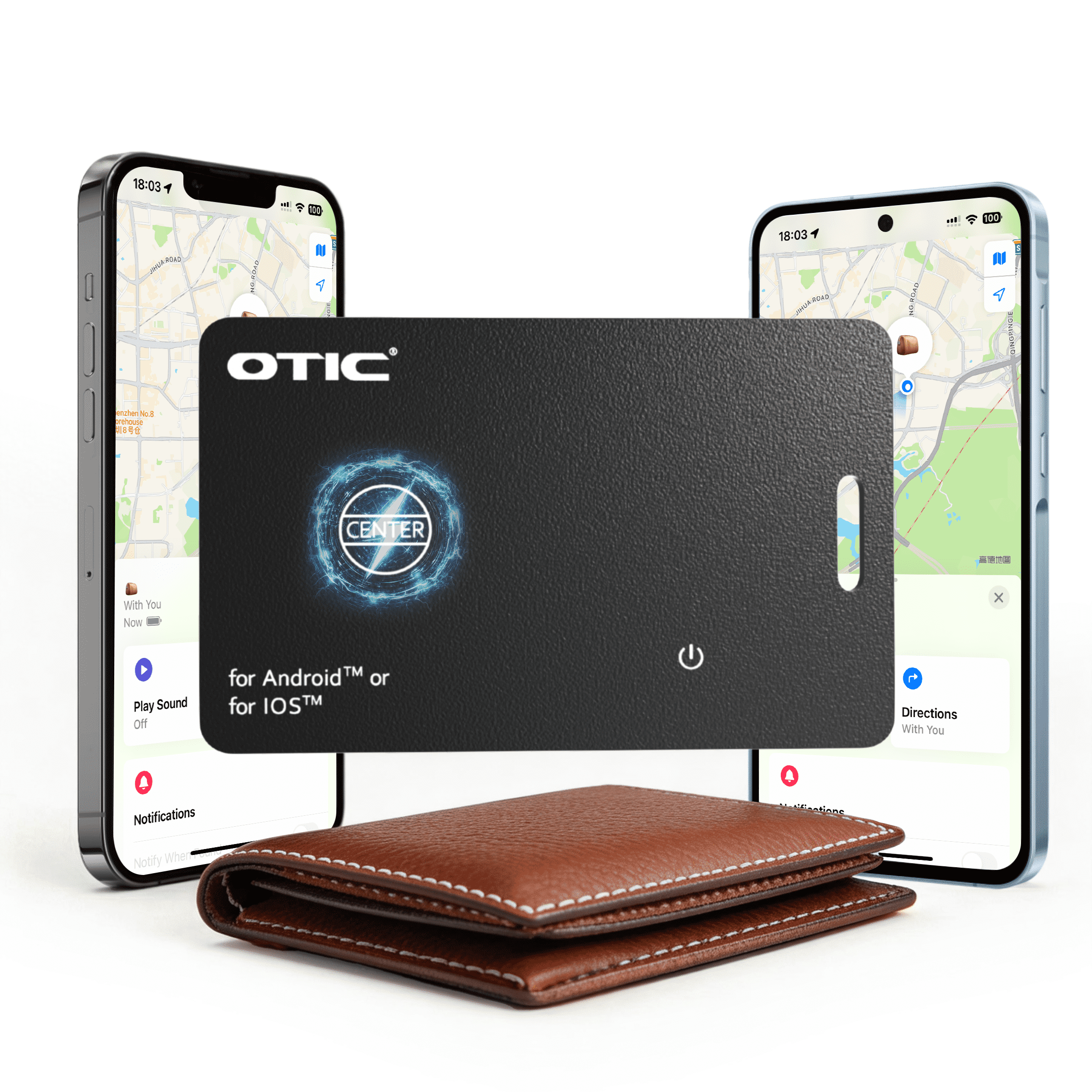 OTIC Smart Bluetooth Wallet Tracker, Dual-System Compatibility for Apple Find My and Google Find My Device, Rechargeable Slim Finder (Black, 0.07 in) aalle