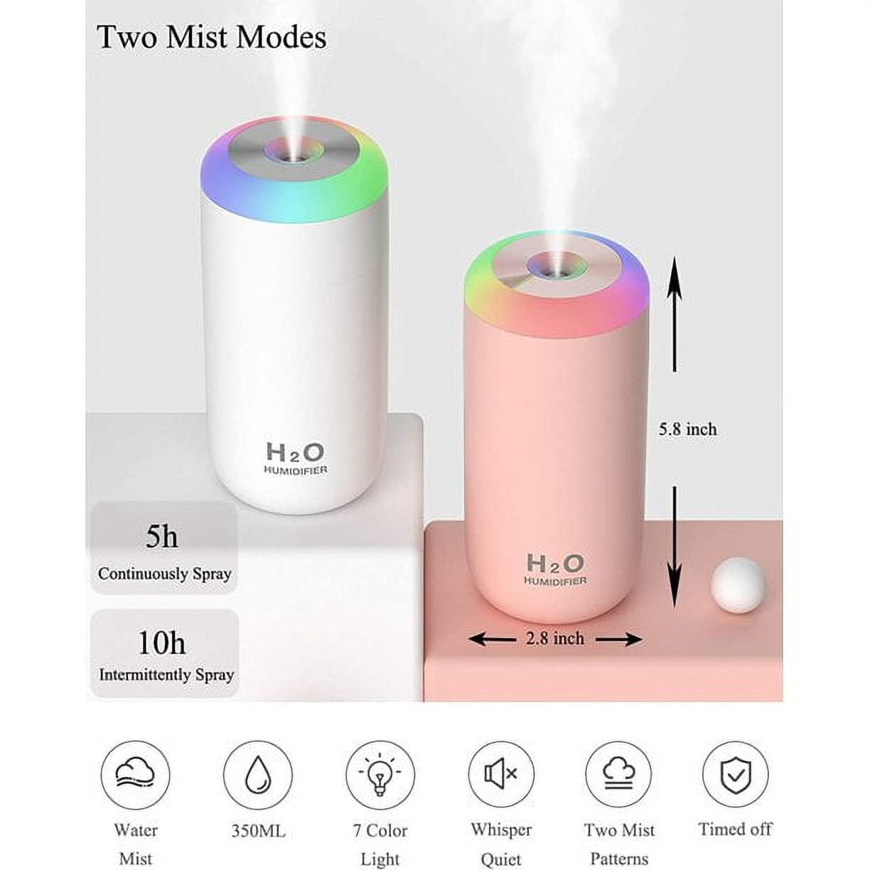 Ozmatip Portable Mini Humidifier, Quiet Cool Mist Desktop Humidifier for Bedroom and Office (White, 16.91 fl oz) enr0w