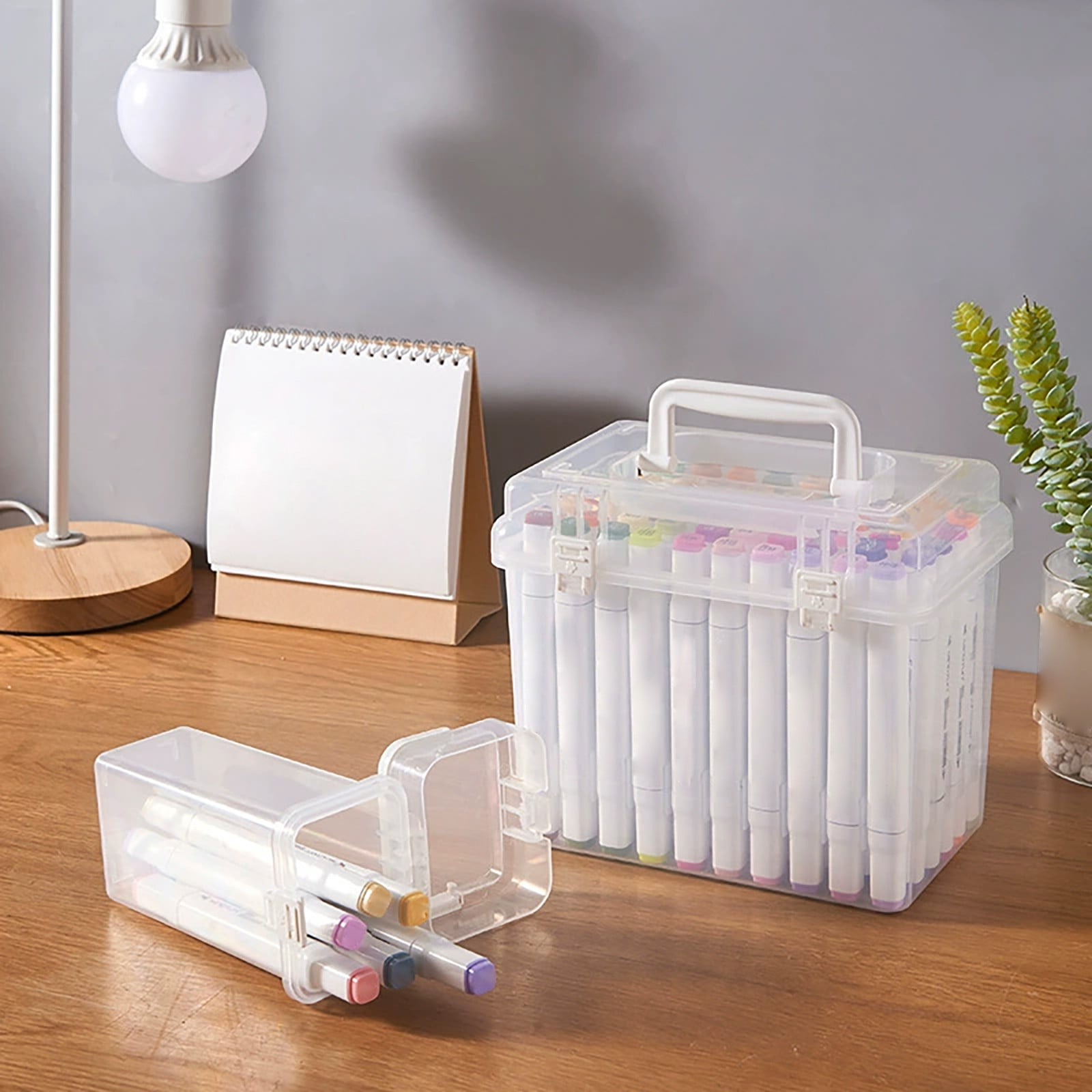 Awwp Art Supply Organizer Case, Large Clear Marker Storage Box with Removable Dividers (Clear, 120 Slot Capacity) uke1g