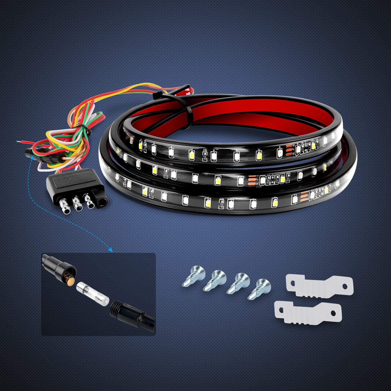 Nilight LED Tailgate Light Strip with Brake, Turn Signal, and Reverse Functions (Red/White, 49 in) bz1wl