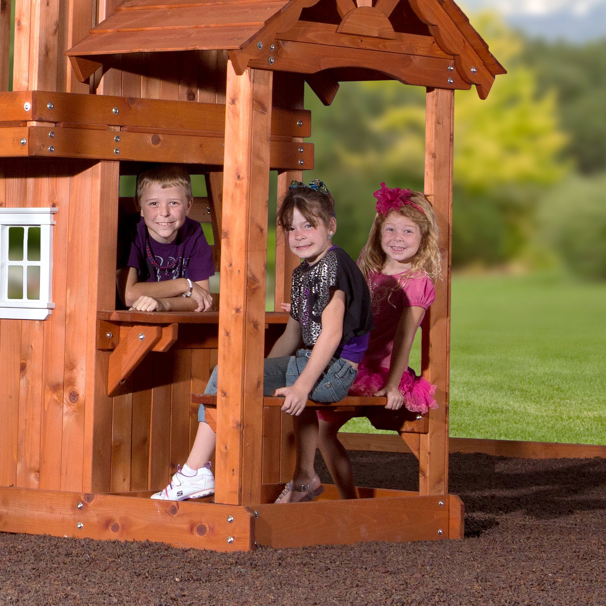 Adventure Playsets Tanglewood Cedar Wood Swing Set with Clubhouse, Slide, and Snack Bar (Large) ph957