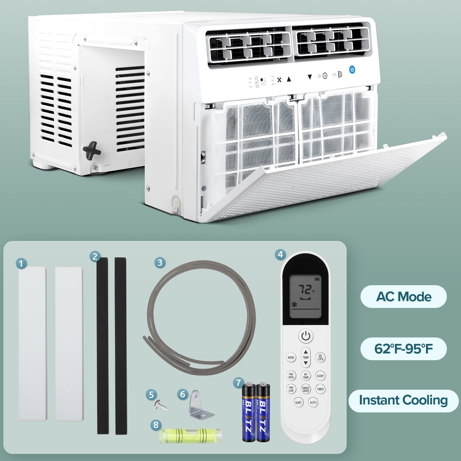 Havato 12,000 BTU Window Air Conditioner, 6-in-1 AC Unit with Remote Control (White, 650 sq ft) zbnbo