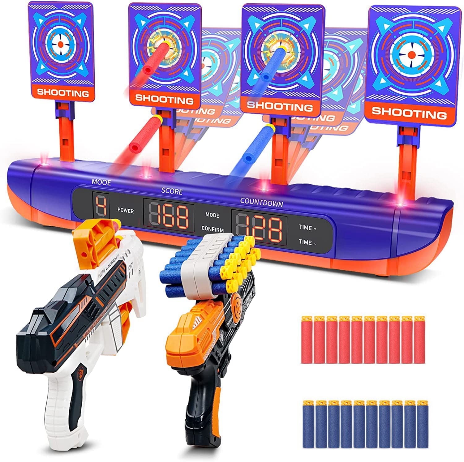 Carsky Electronic Shooting Target Set with 2 Foam Dart Blasters (Multi-color, 1 Set) 0mpmf