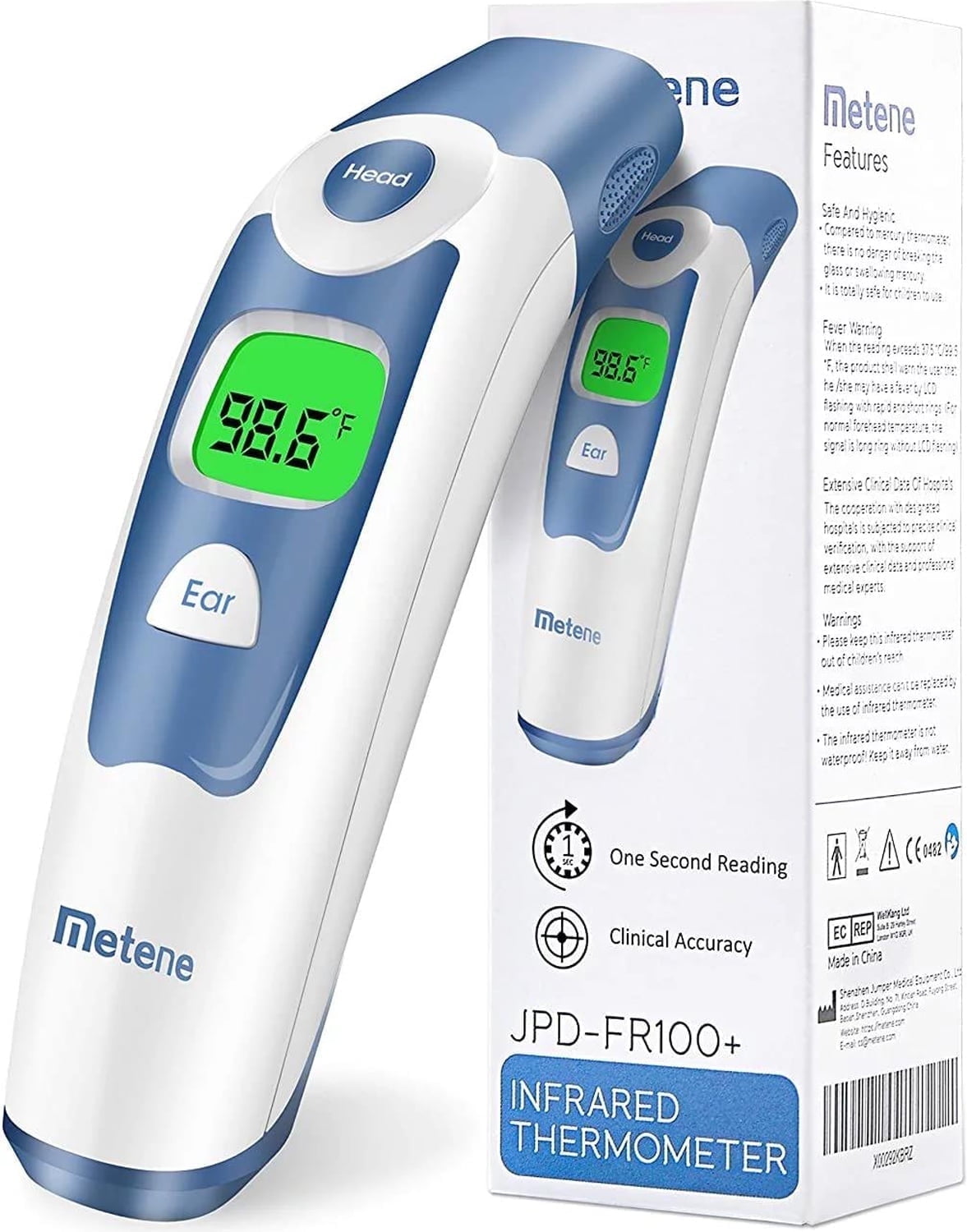 Metene Digital Forehead and Ear Thermometer for Baby, Fast 1-Second Reading with Fever Alarm (1 Count) dum29